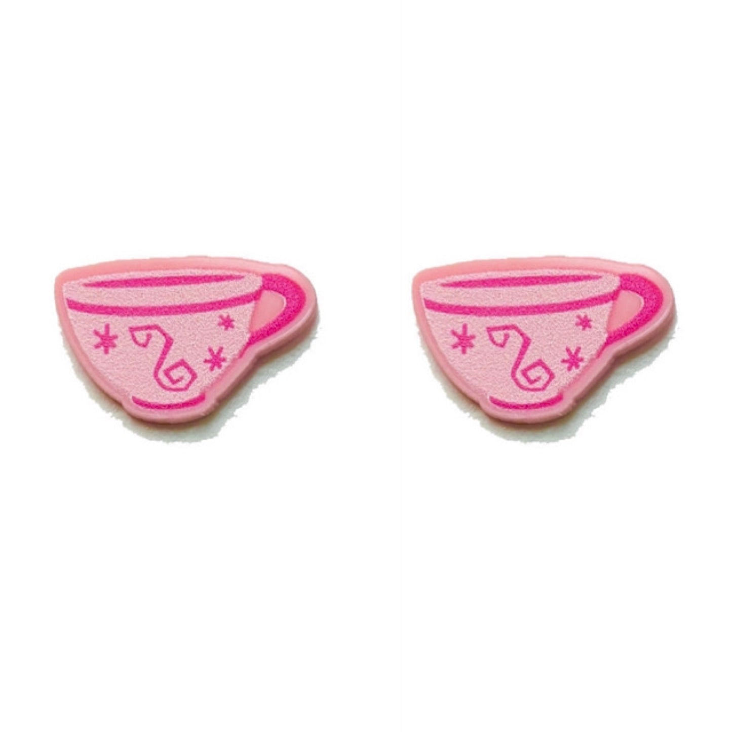 Pink Teacup Post Earrings