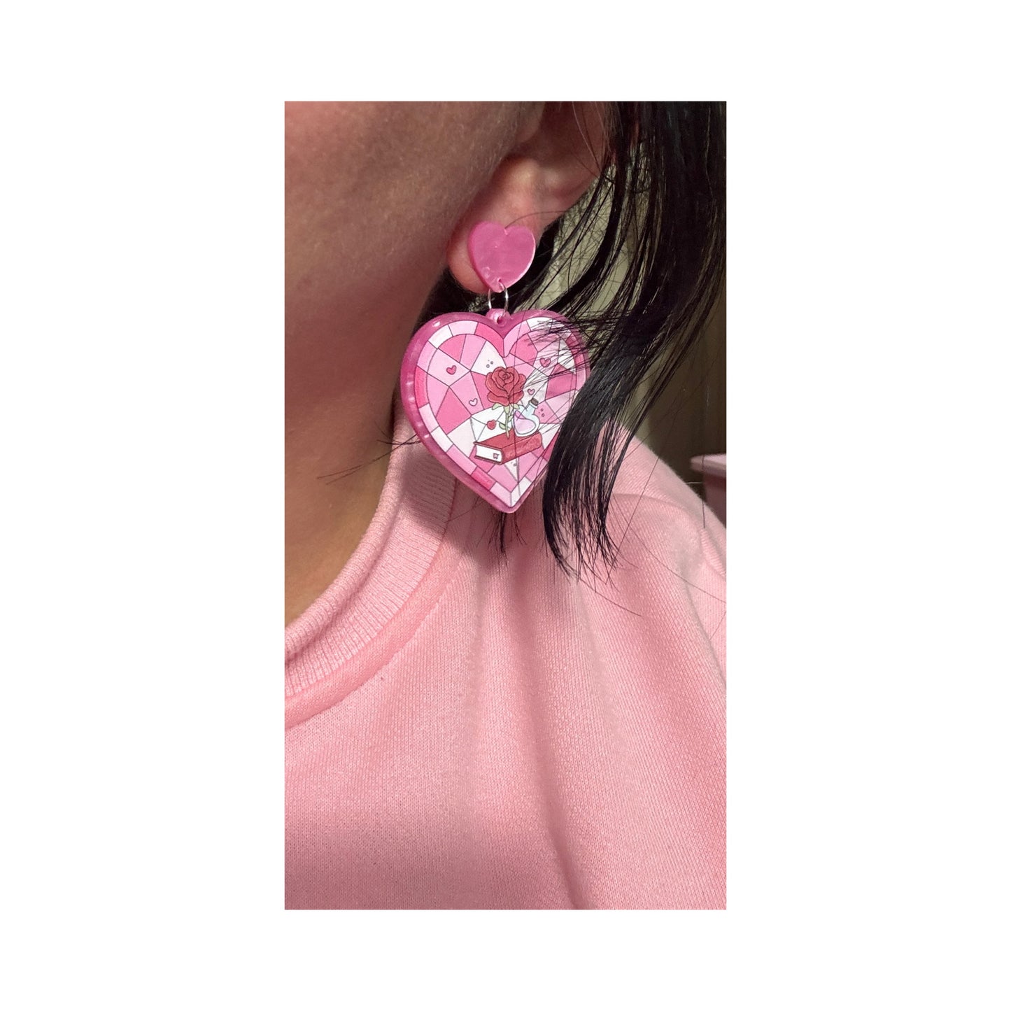 Romance Stained Glass Heart Drop Earrings