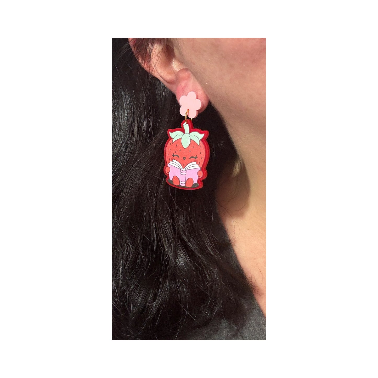 Bookish Strawberry Drop Earrings