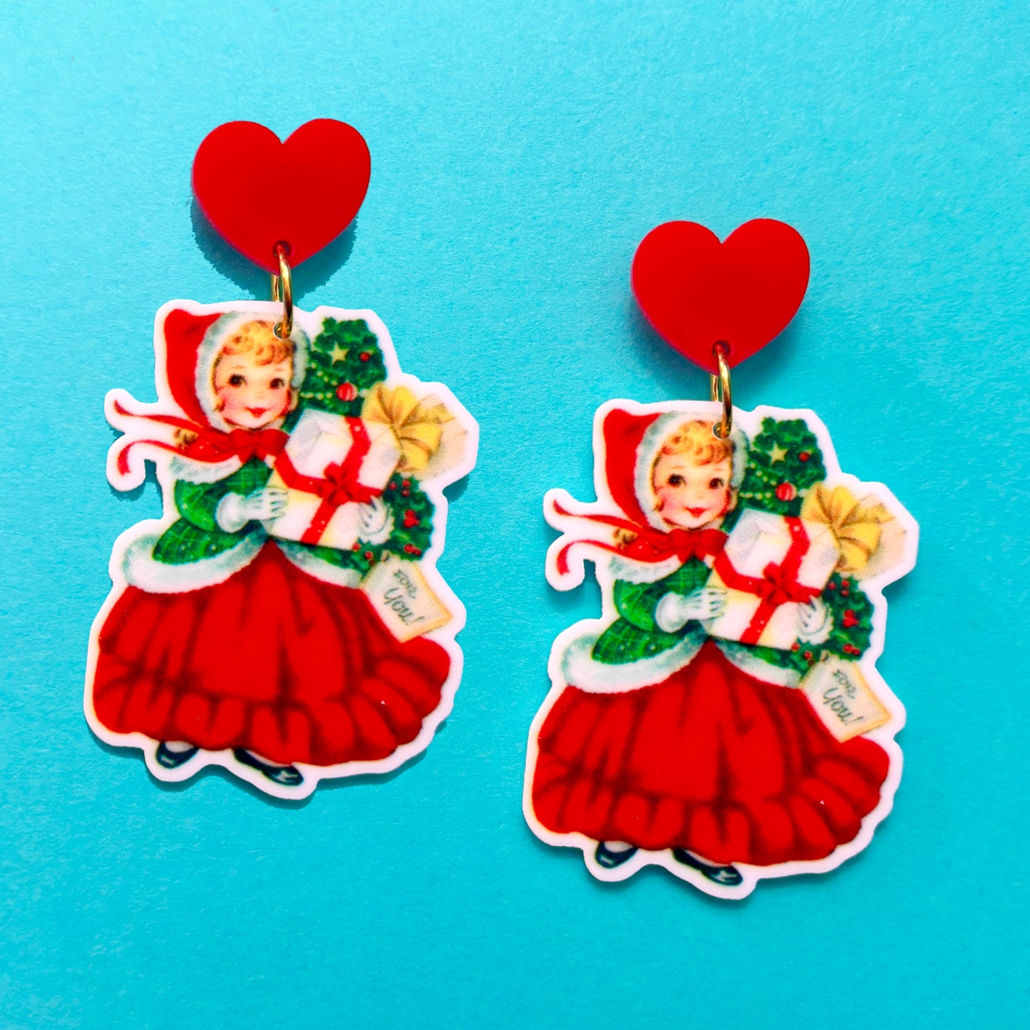 Vintage Christmas Doll Drop Earrings