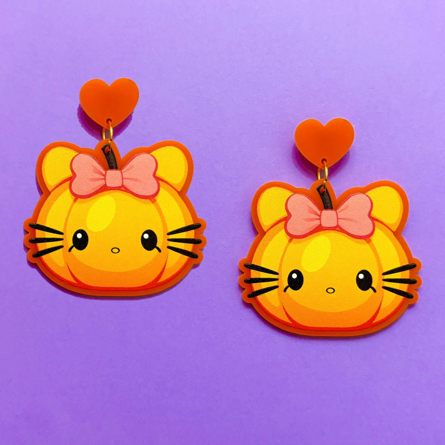 Pumpkin Kitty Drop Earrings