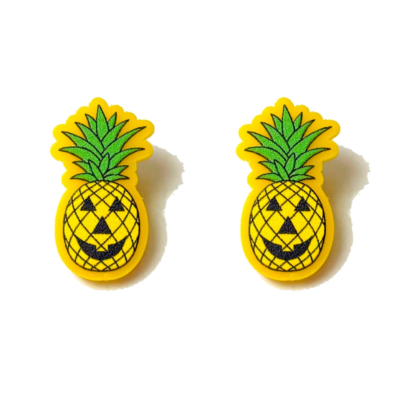 Pineapple Jack-O-Lantern Acrylic Post Earrings