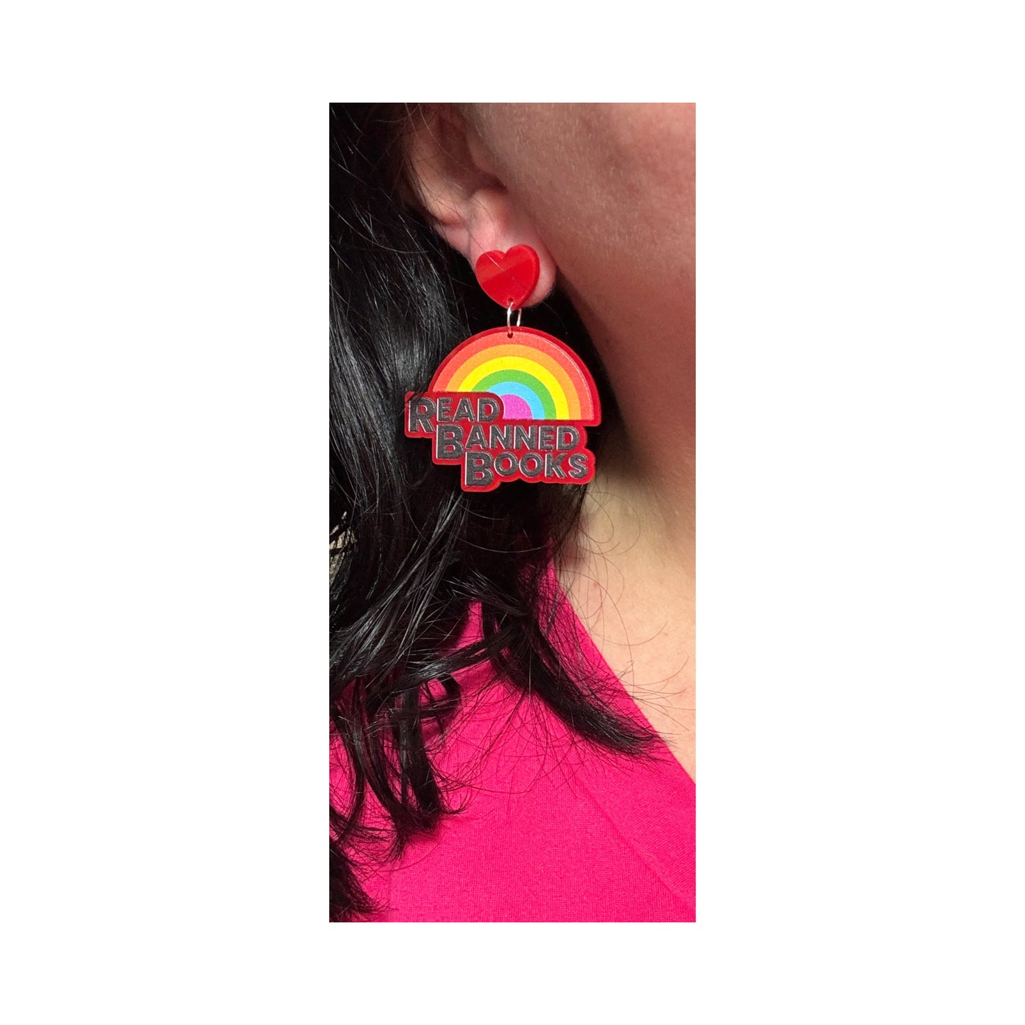 Read Banned Books Rainbow Drop Earrings
