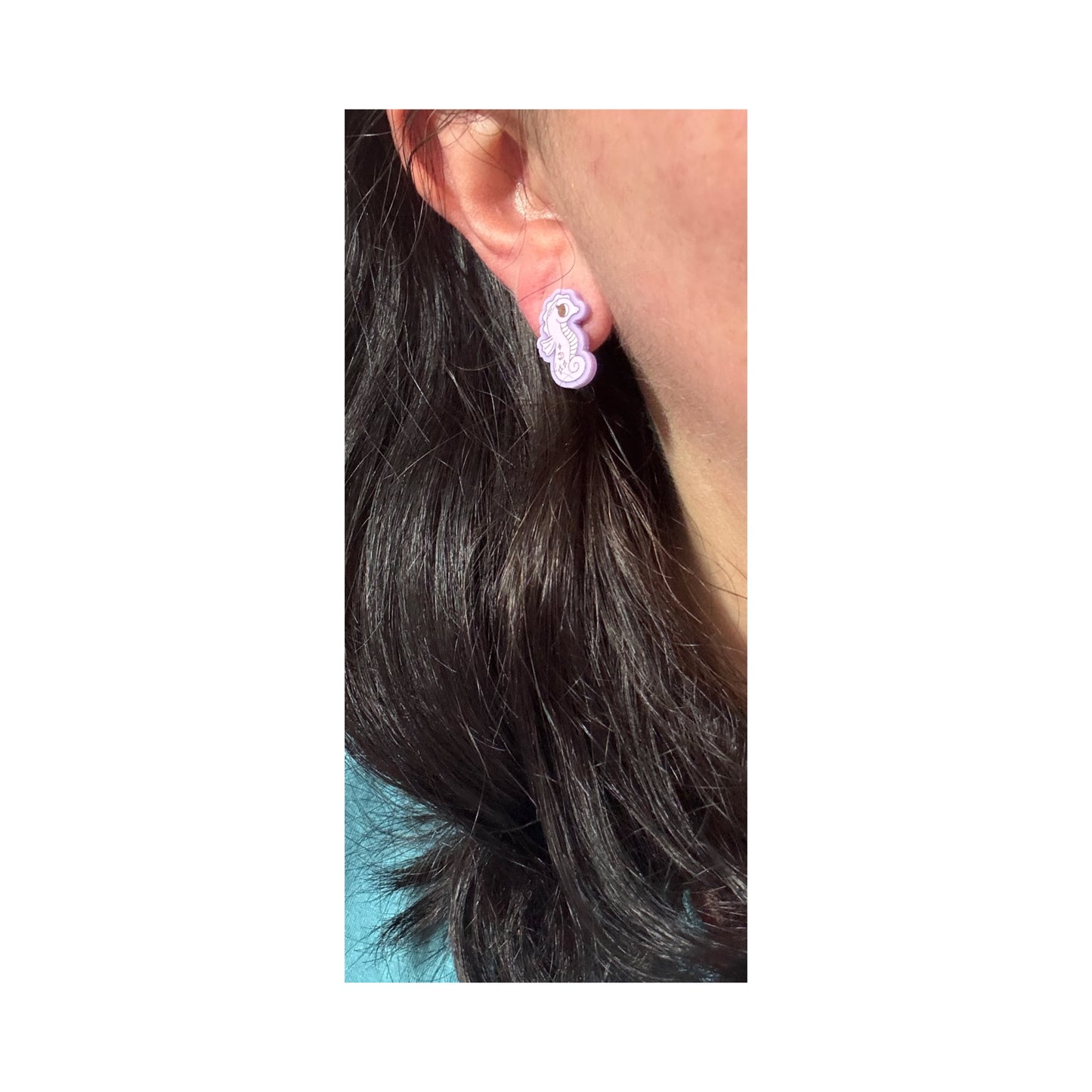 Lavender Seahorse Post Earrings
