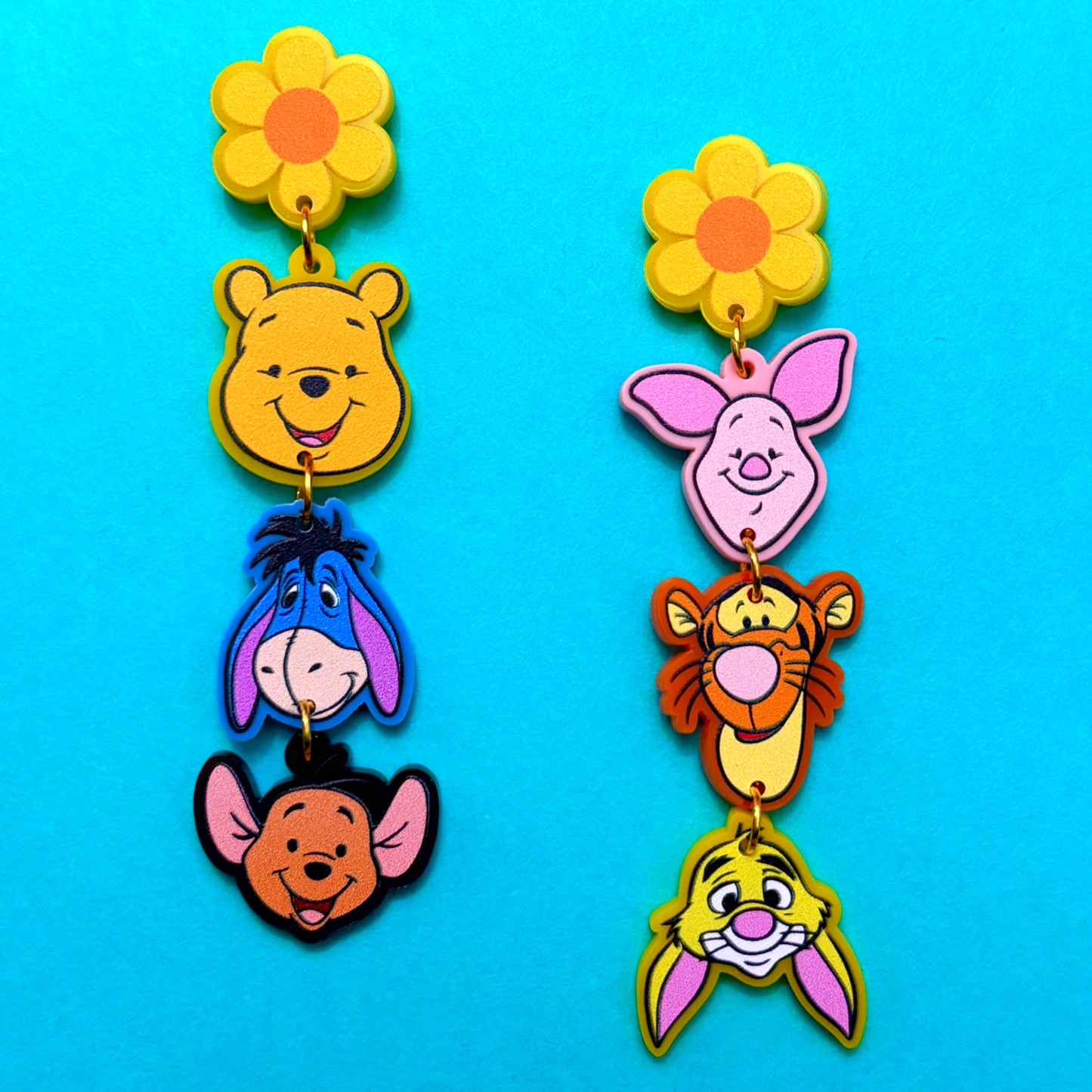 Pooh & Friends Inspired Tiered Acrylic Drop Earrings