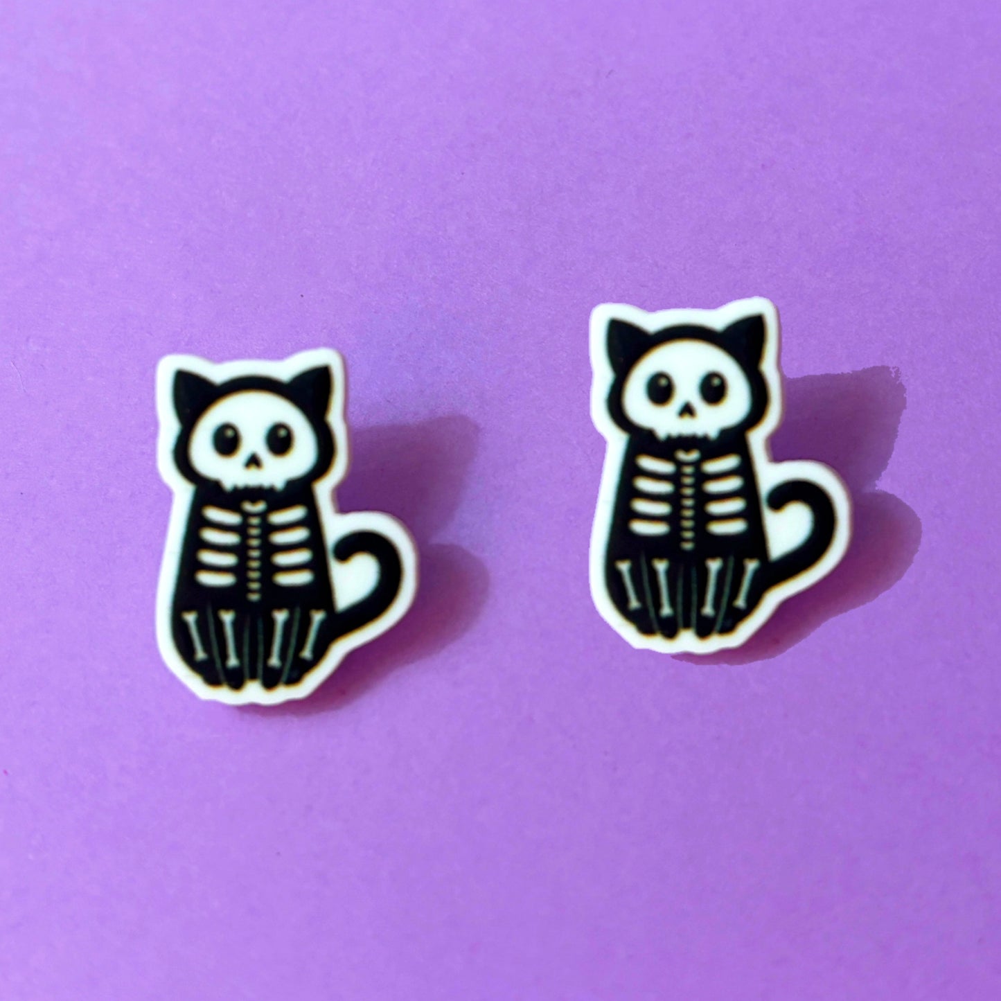 Kitty Skeleton Cutie Post Earrings