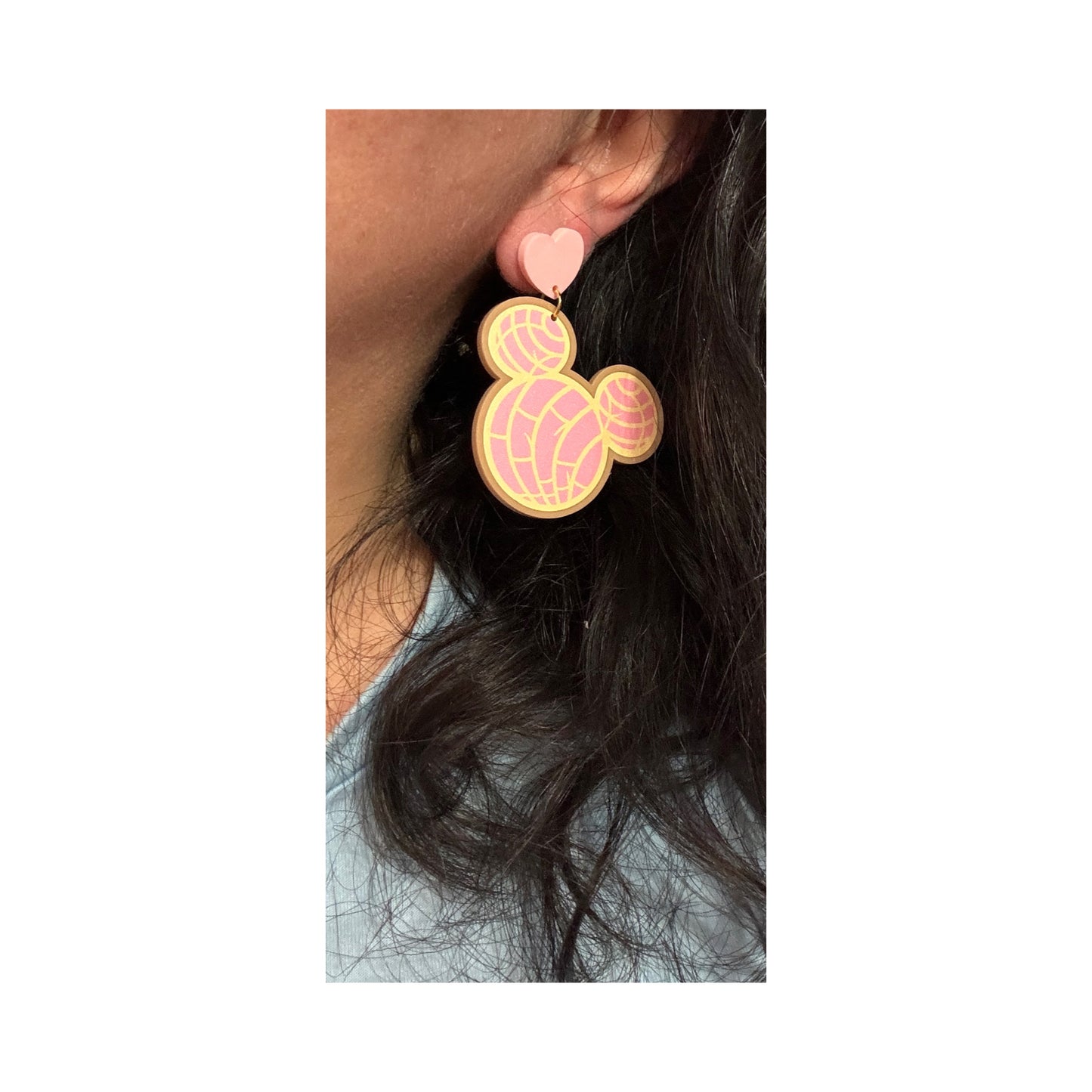 Pink Concha Mouse Drop Earrings
