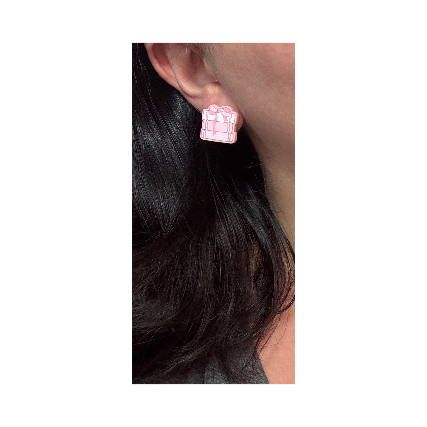 Pink Coquette Bookstack Post Earrings