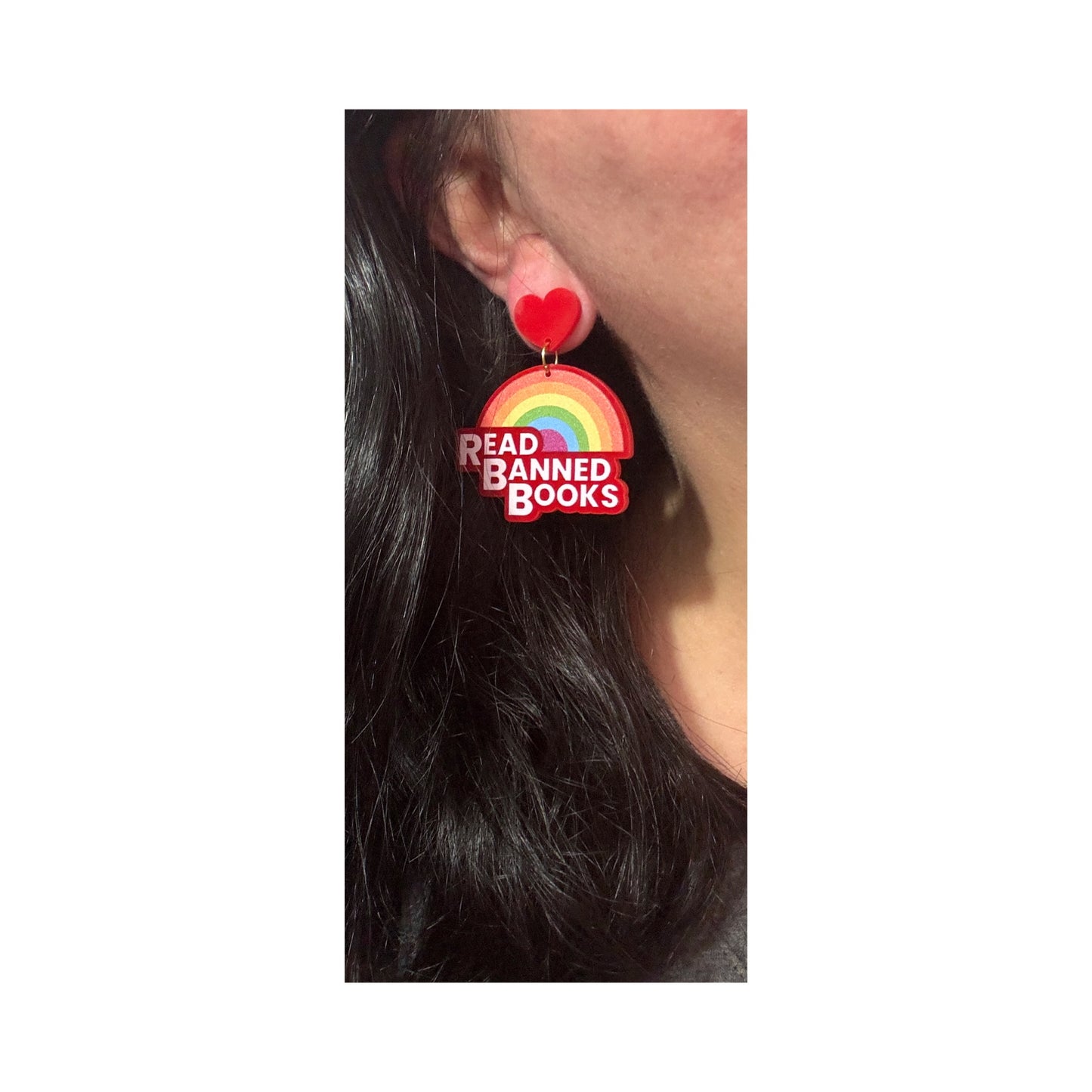 Read Banned Books Rainbow Drop Earrings