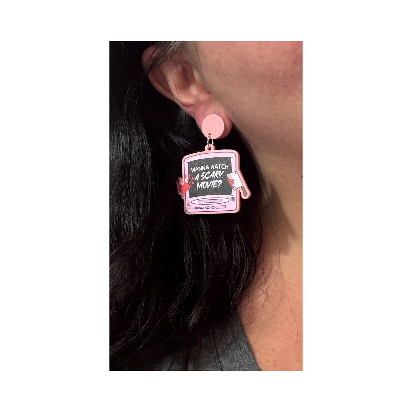 Pastel Scary Movie 90s TV Drop Earrings