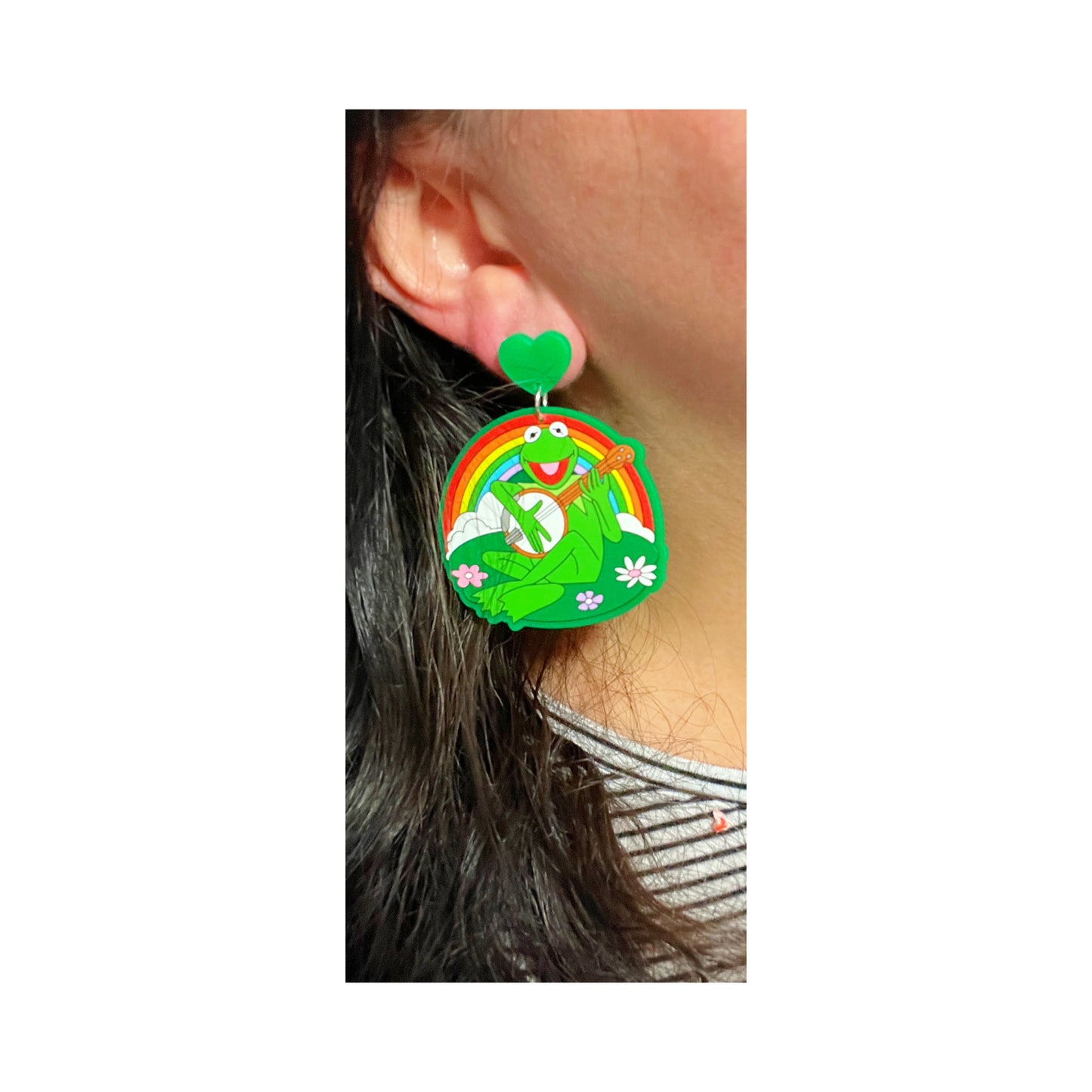 Kermie Rainbow Meadow Green Drop Earrings