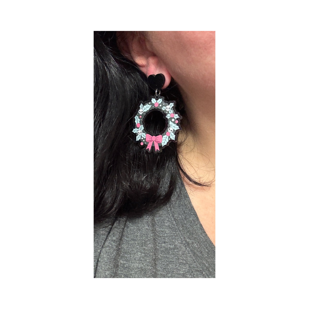 Creepmas Holly Wreath Drop Earrings