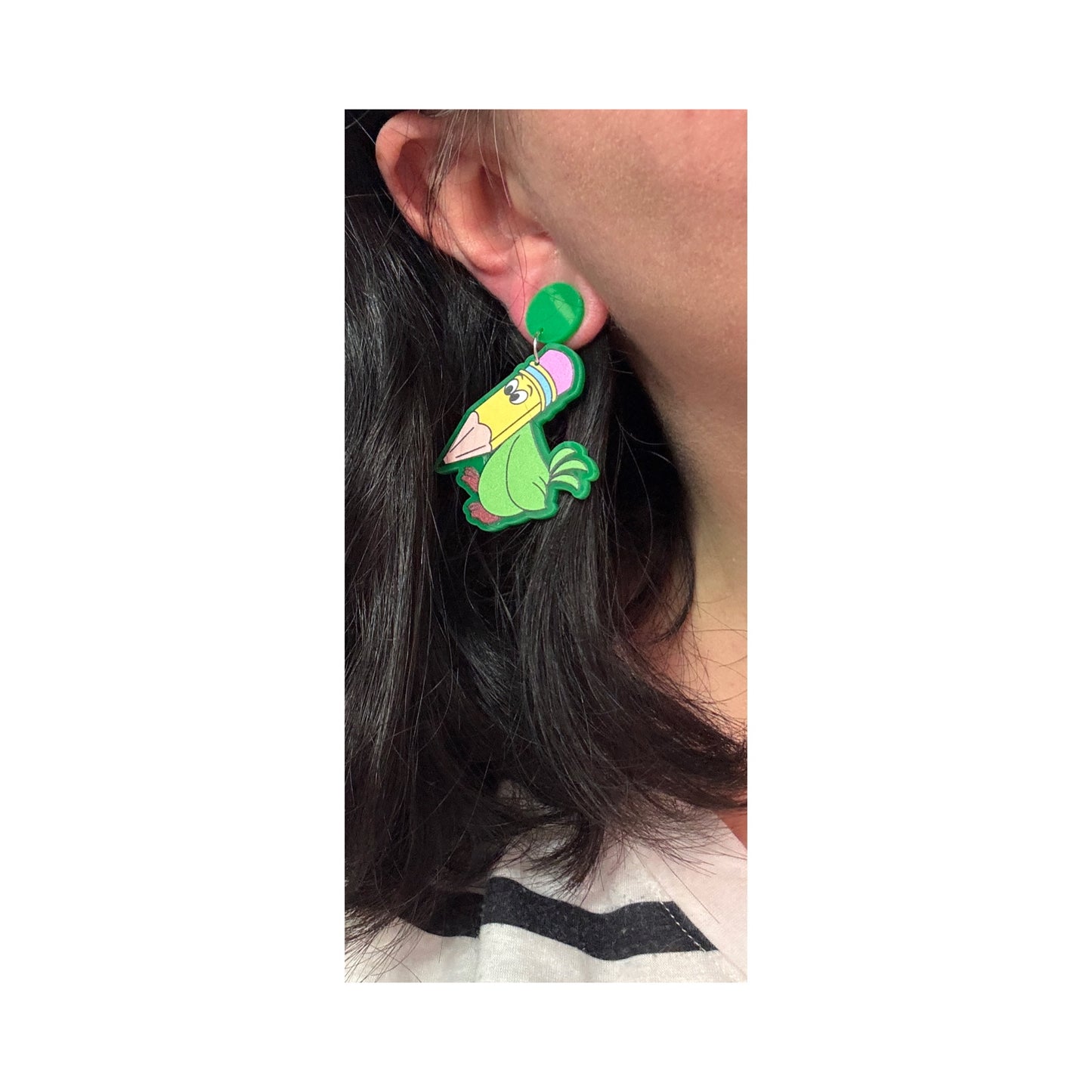 Pencil & Hammer Bird Drop Earrings