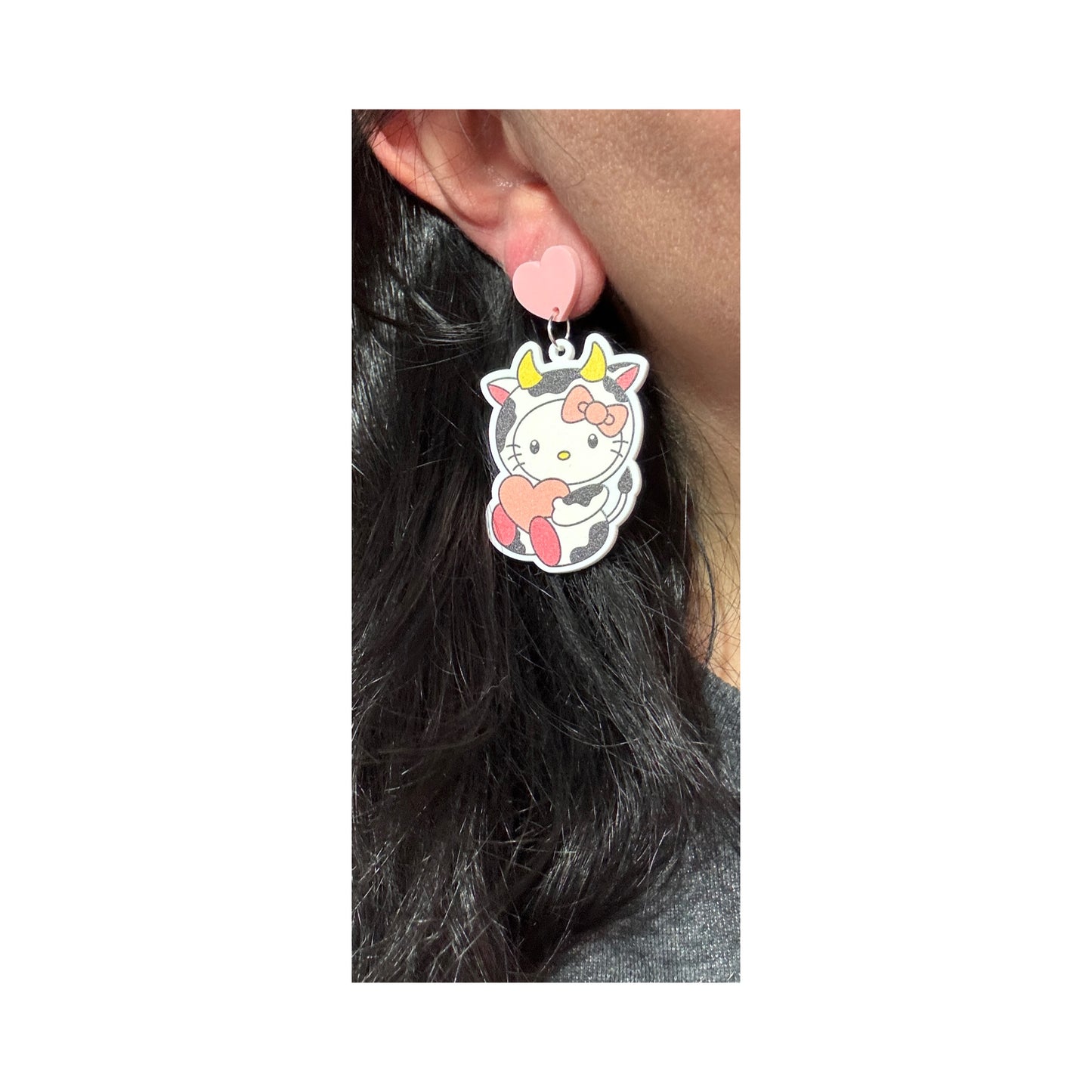 Kitty Cow Valentine Drop Earrings