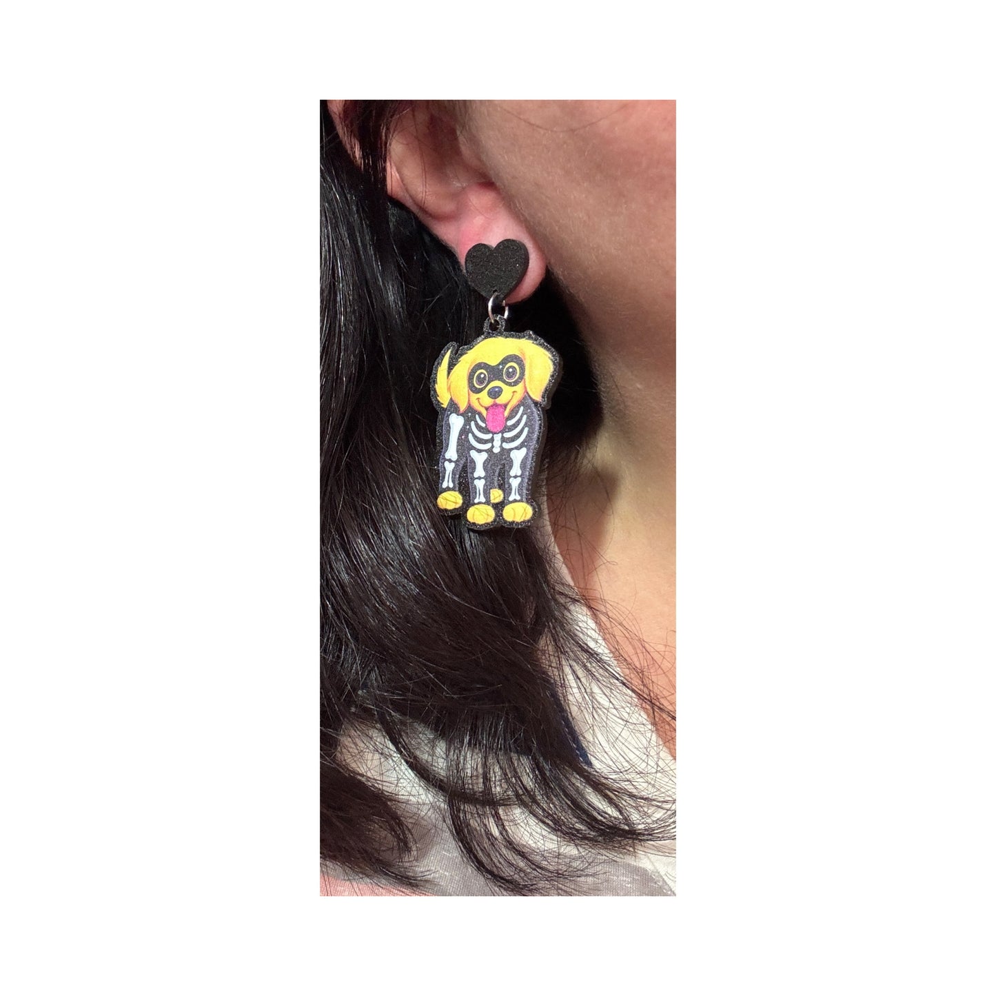 90s Skeleton Retriever Drop Earrings