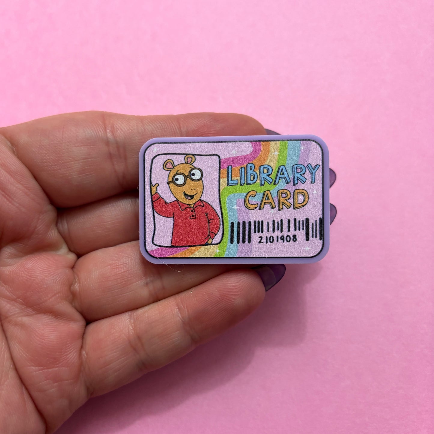 Arthur Rainbow Library Card Pin