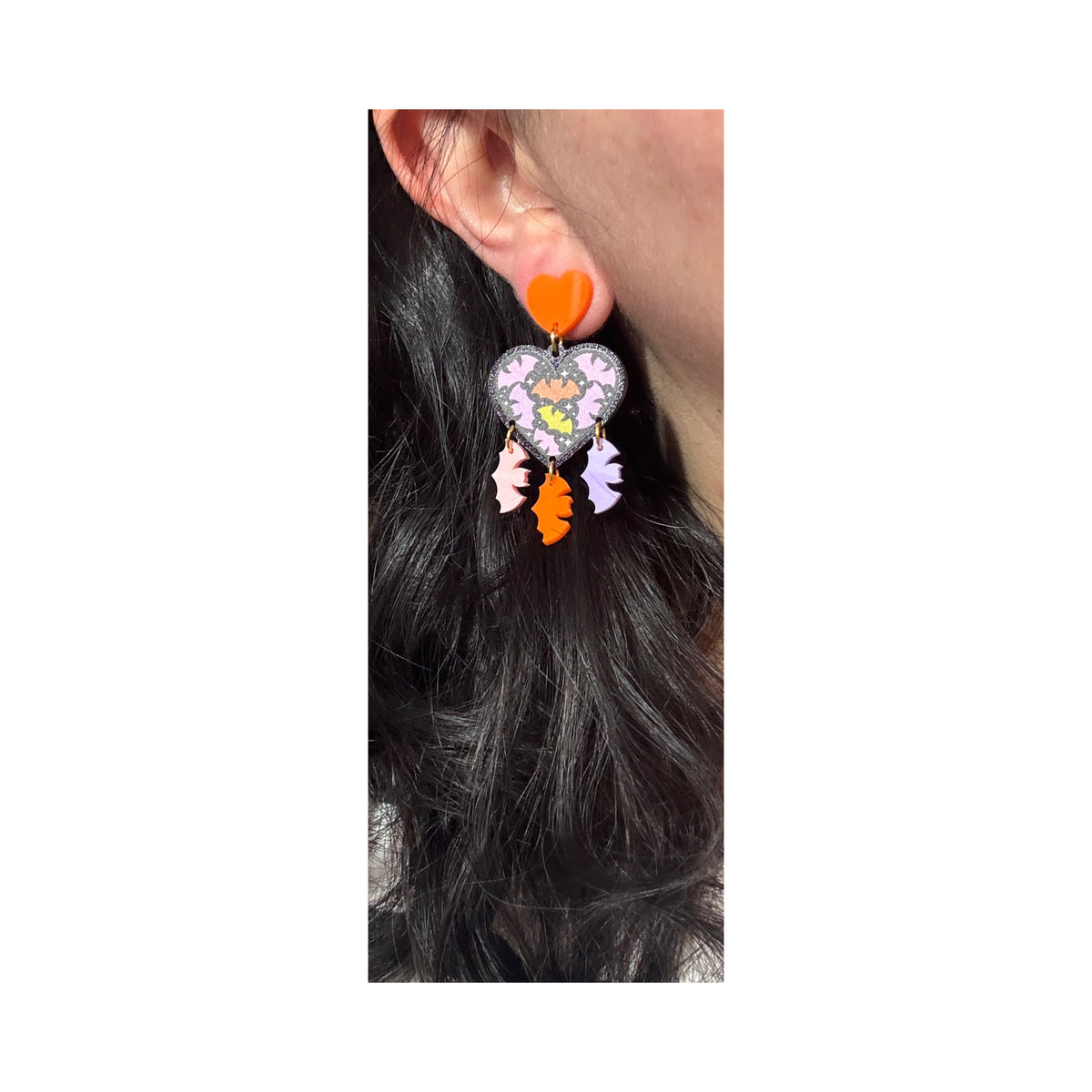 Batty Heart Drop Earrings