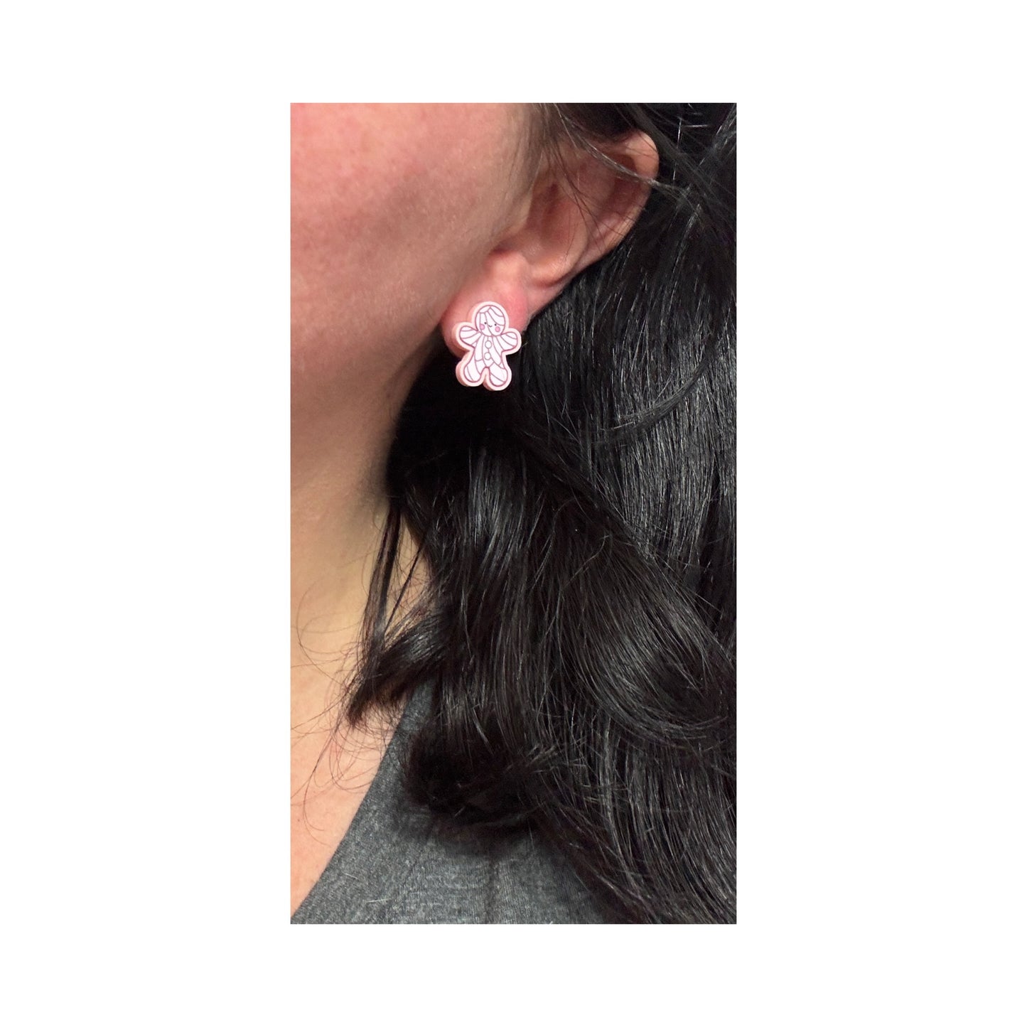 Pink Concha Gingerbread Post Earrings