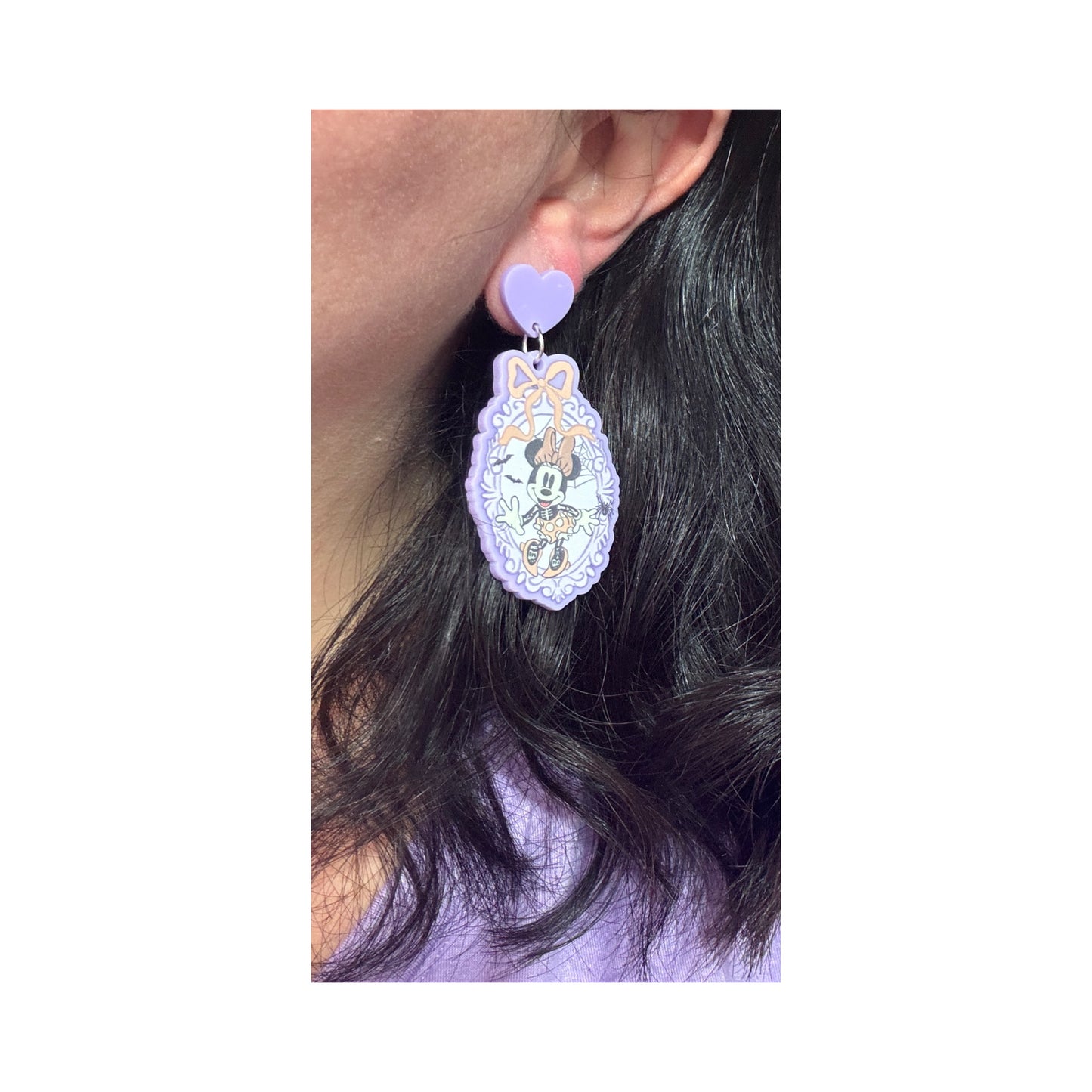 Spooky Mouse Couple Coquette Cameo Drop Earrings