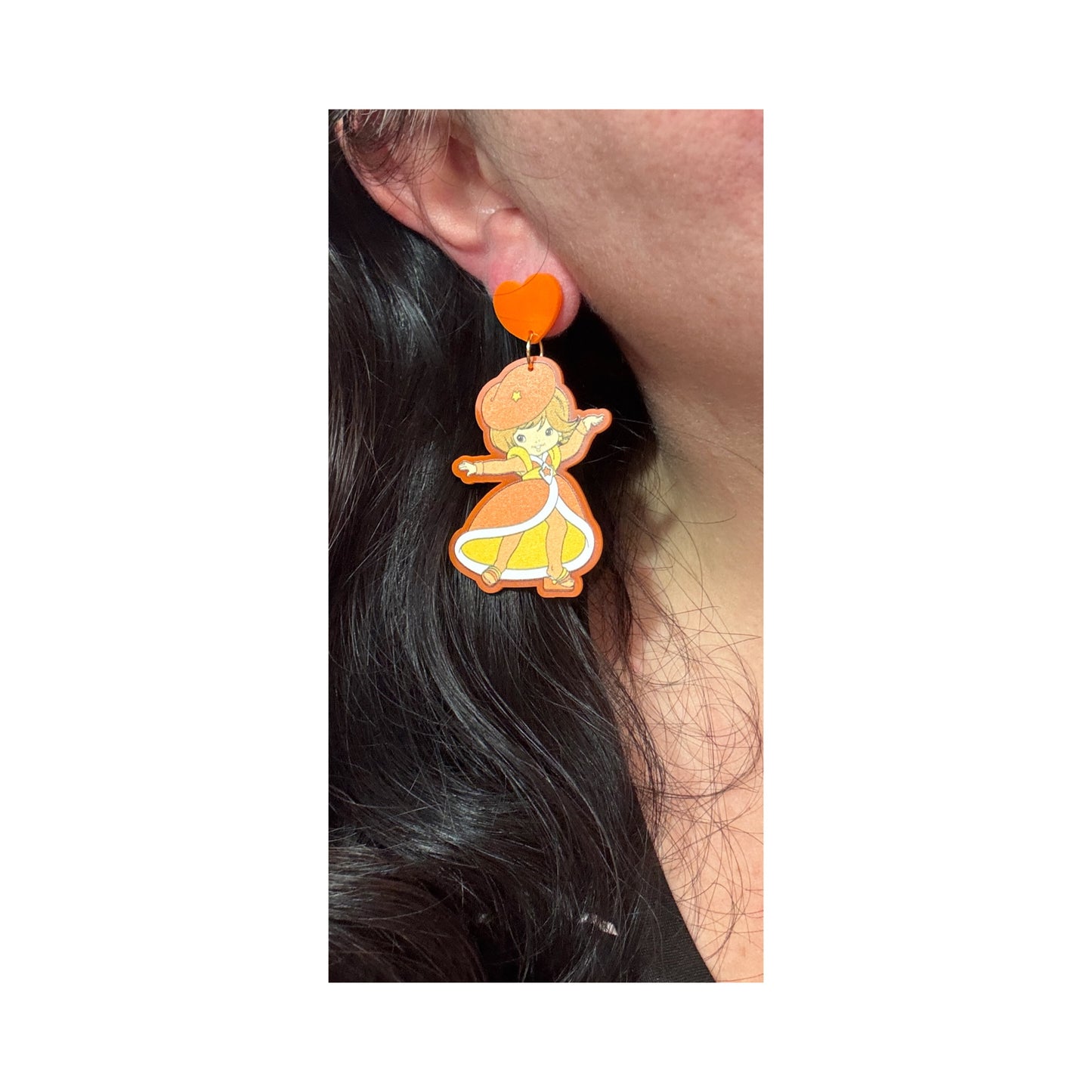 Orange Rainbow Girl Drop Earrings
