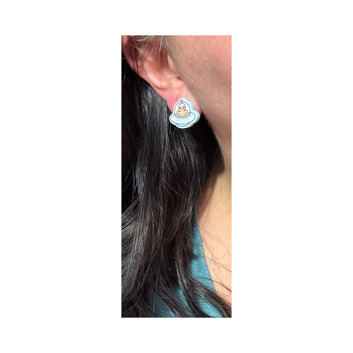 Gingerbread Alien Saucer Post Earrings
