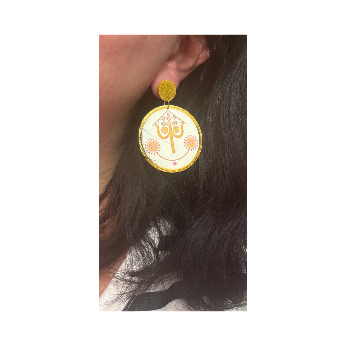 Clock Face Glitter Drop Earrings