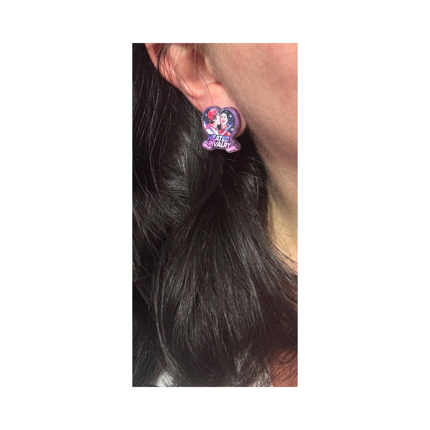 Heated Rivalry Purple Heart Post Earrings