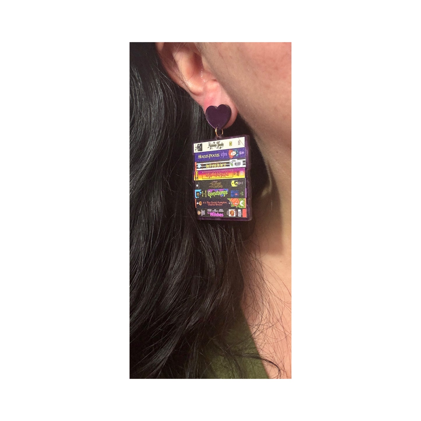 Halloween Movie VHS Stack Drop Earrings