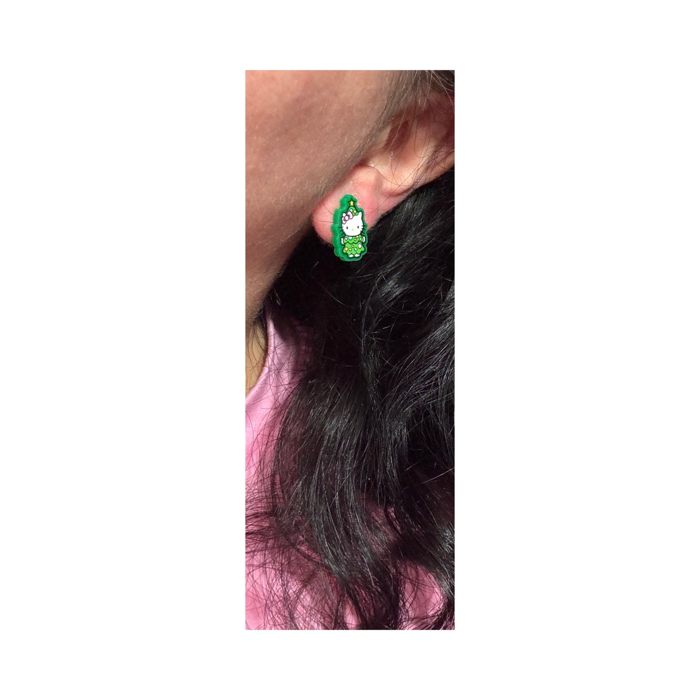 Christmas Tree Kitty Post Earrings