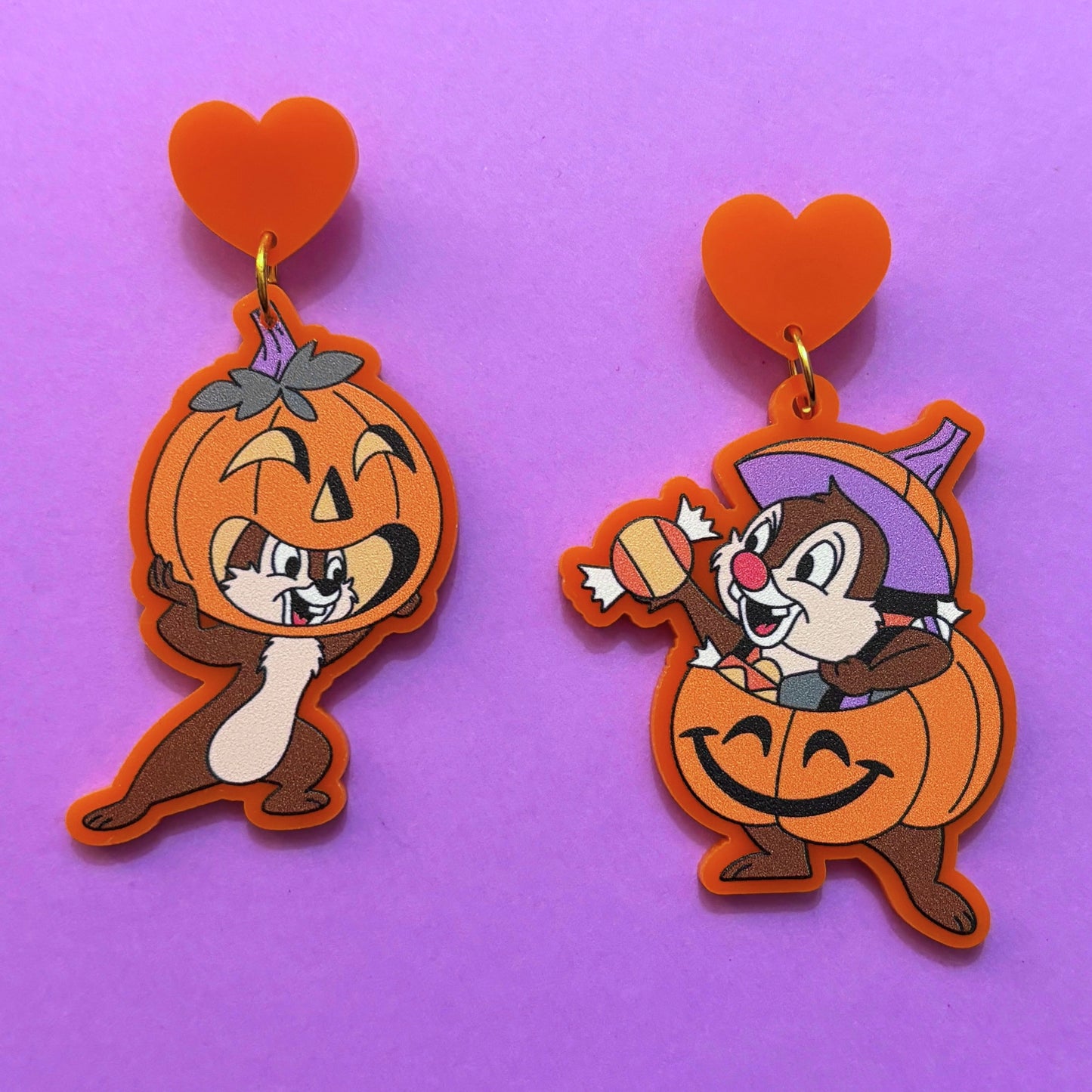 Pumpkin Chipmunks Drop Earrings
