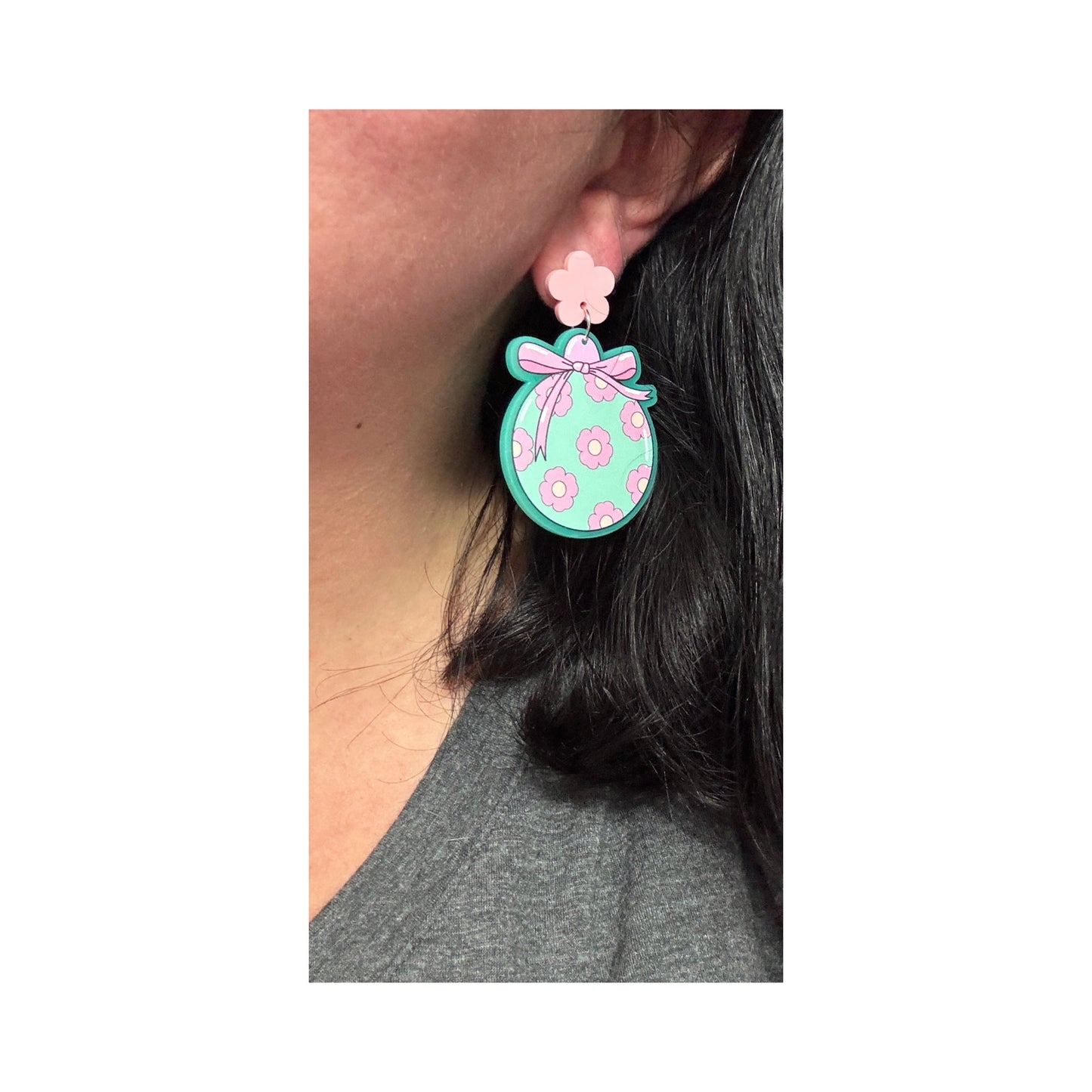 Mint & Pink Groovy Ornament Drop Earrings