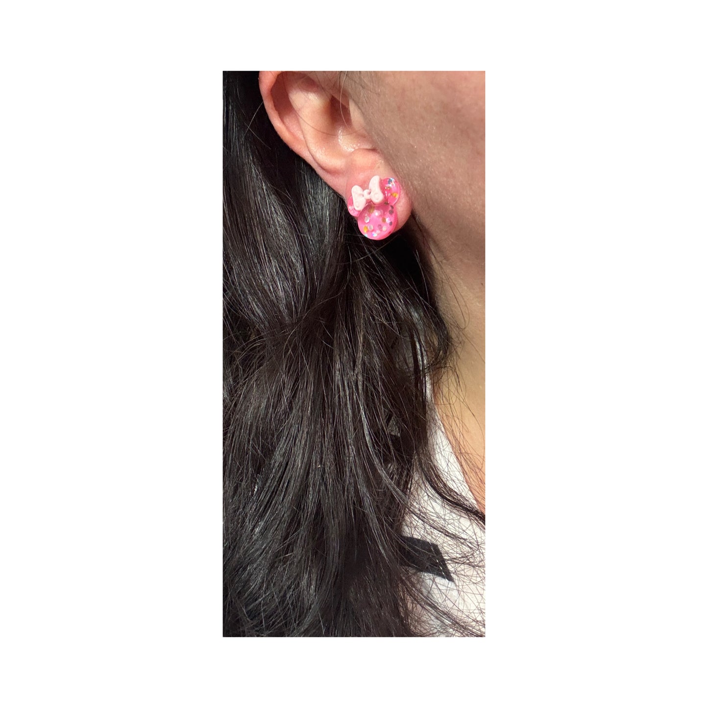 Hot Pink Confetti Mouse Post Earrings