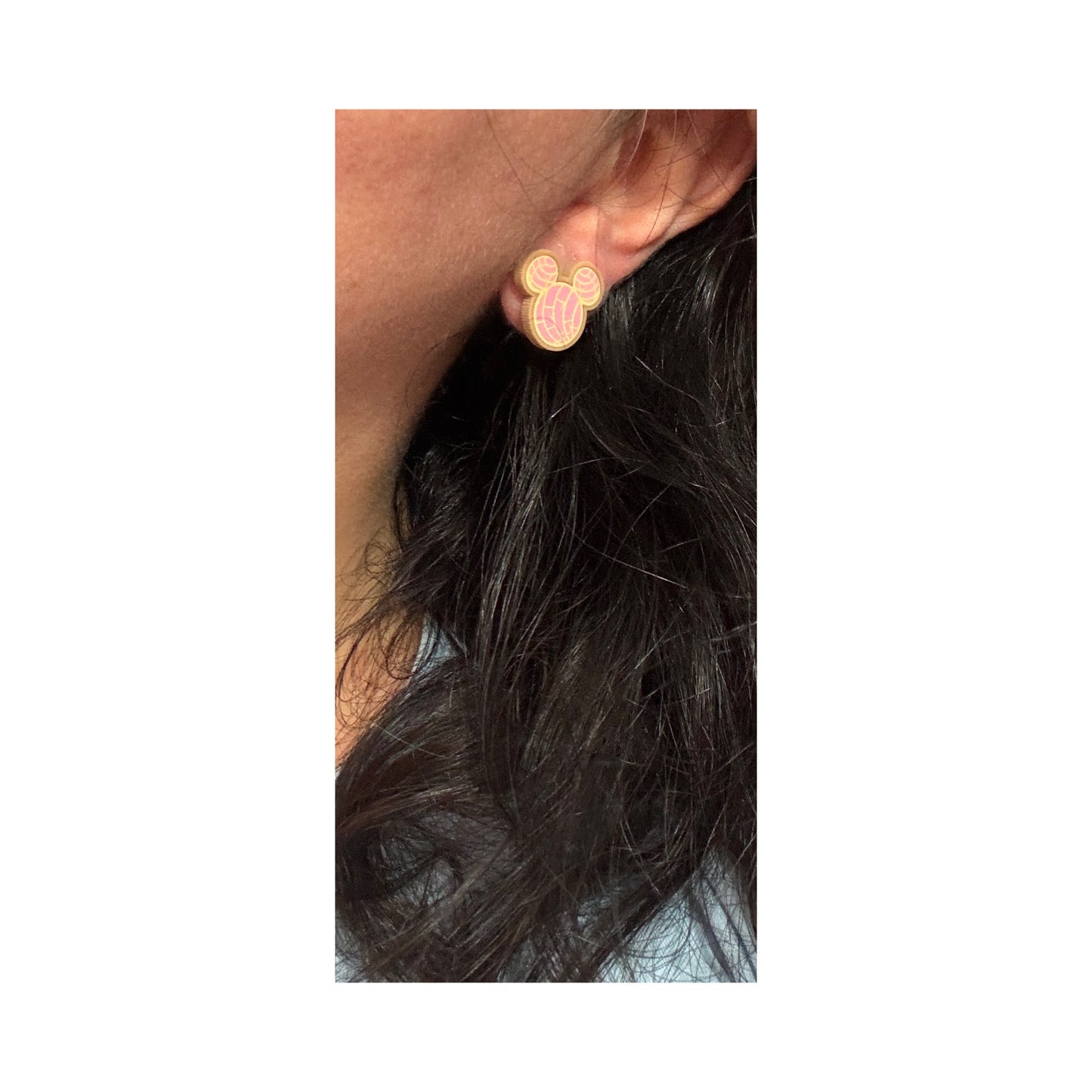Pink Concha Mouse Acrylic Post Earrings