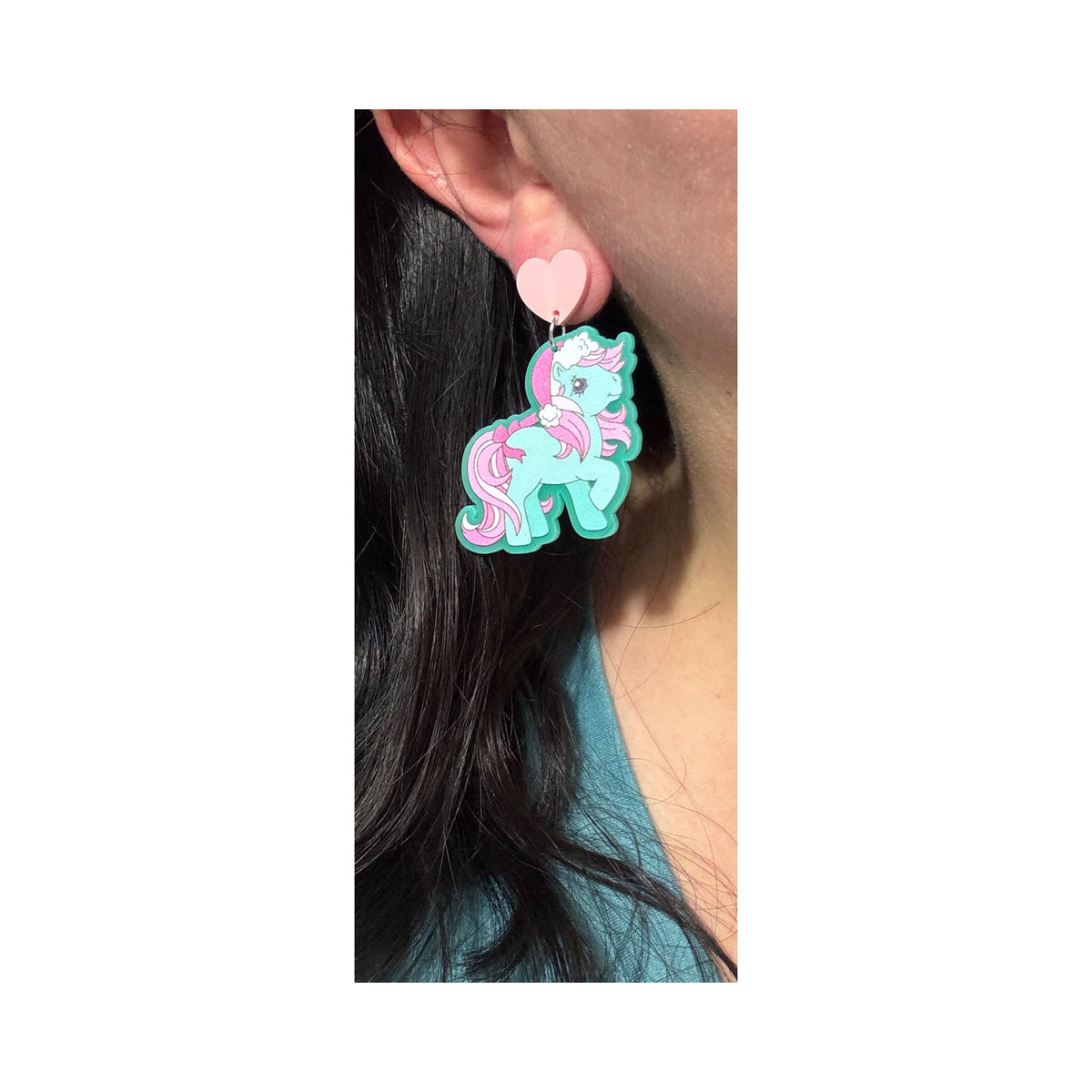 Minty Holiday Pony Drop Earrings