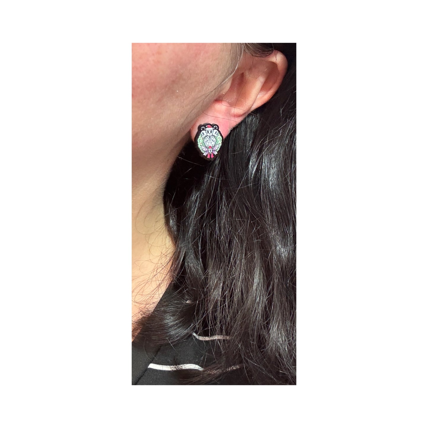 Creepmas Skeleton Wreath Post Earrings