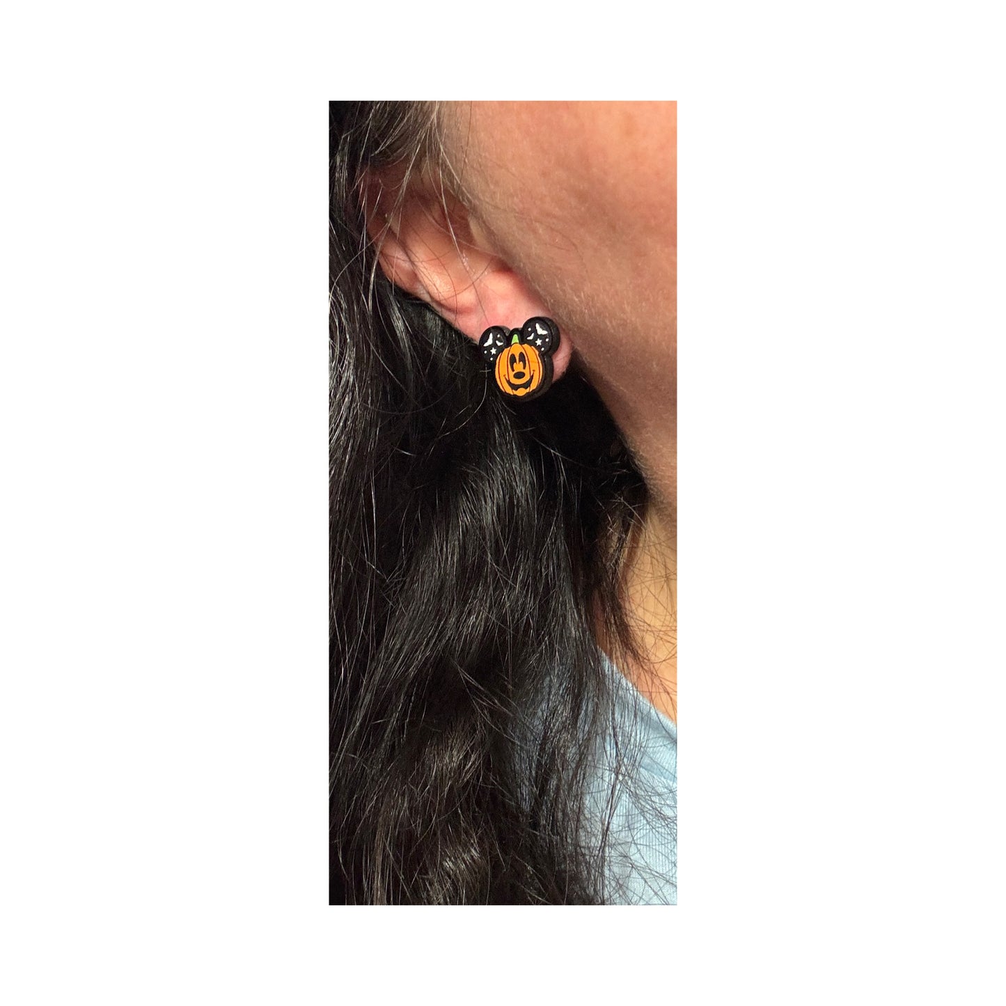 Mouse Pumpkin Bat Print Ear Post Earrings
