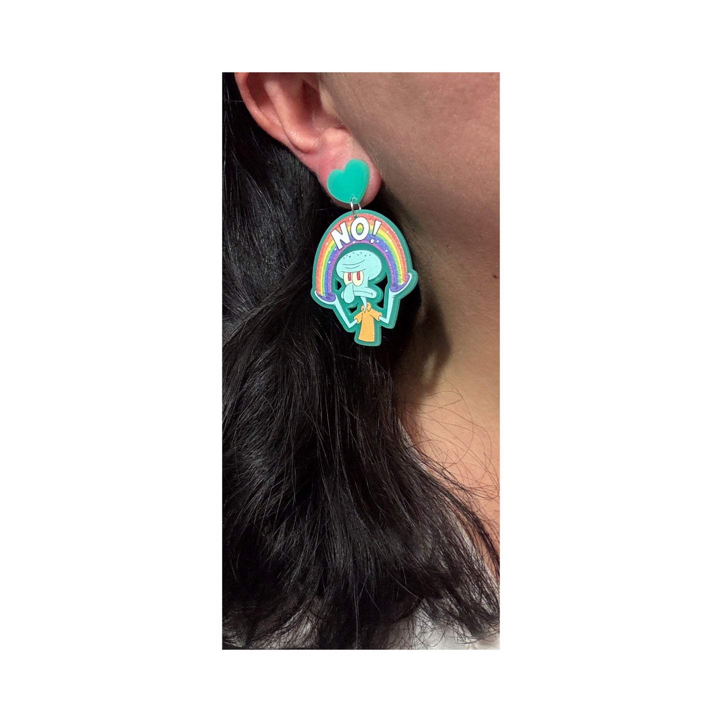 Rainbow Squid No! Drop Earrings