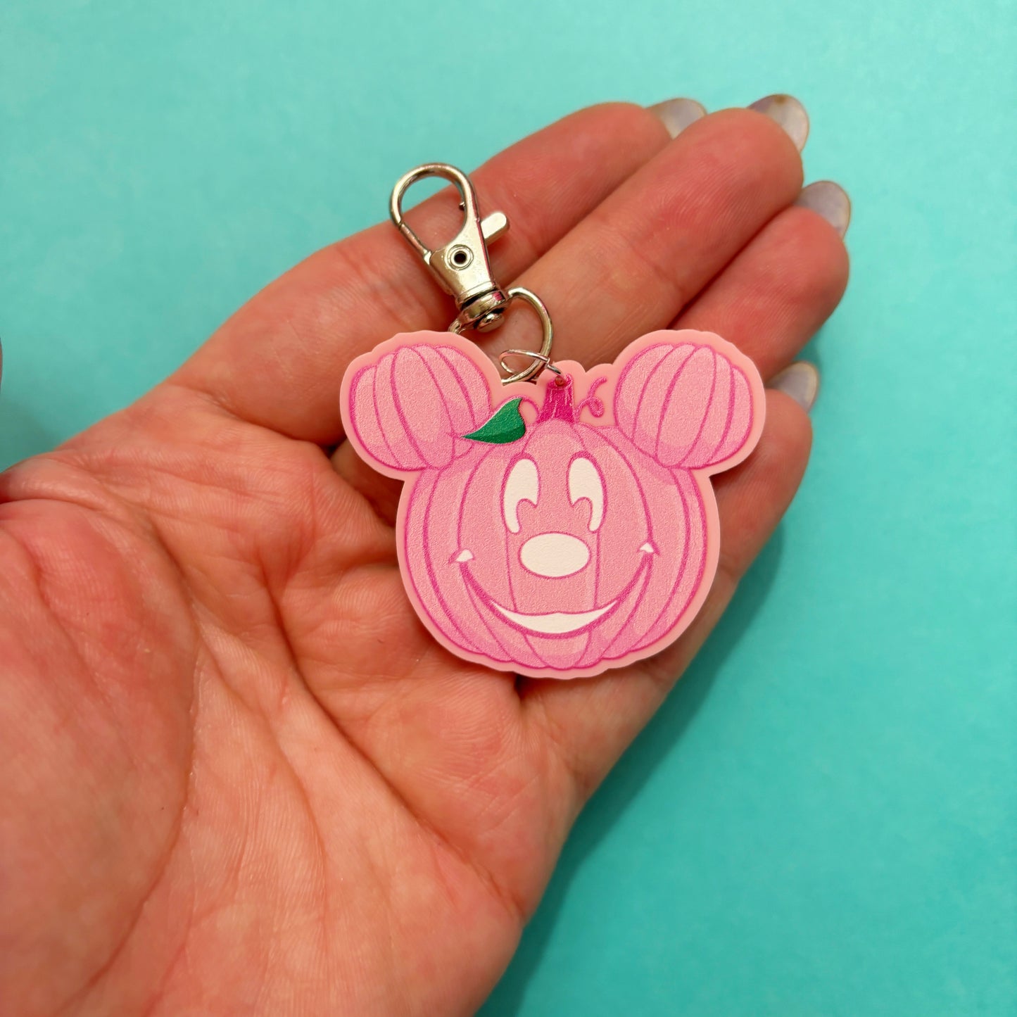 Pink Mouse Pumpkin Keychain
