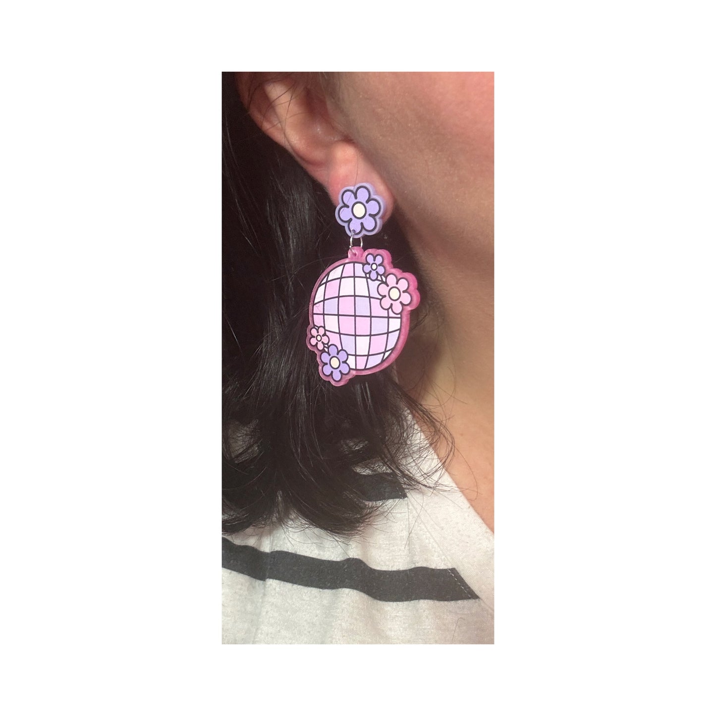Pastel Groovy Disco Ball Drop Earrings