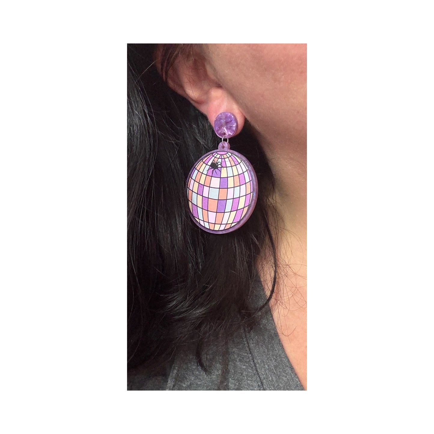 Spider Disco Ball Drop Earrings