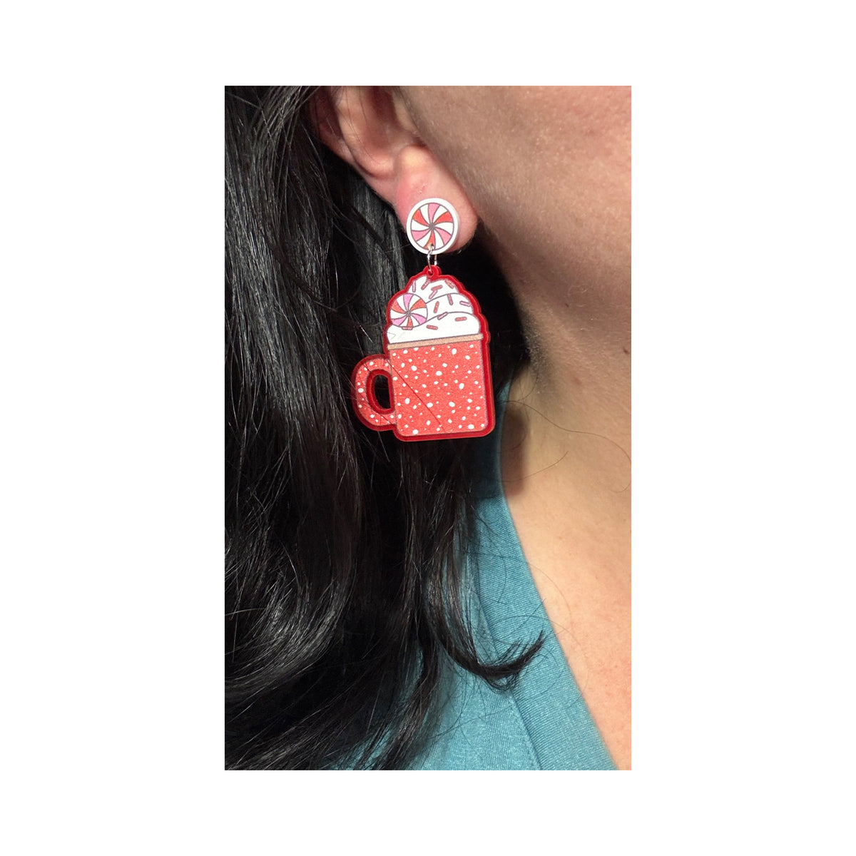 Peppermint Hot Chocolate Drop Earrings