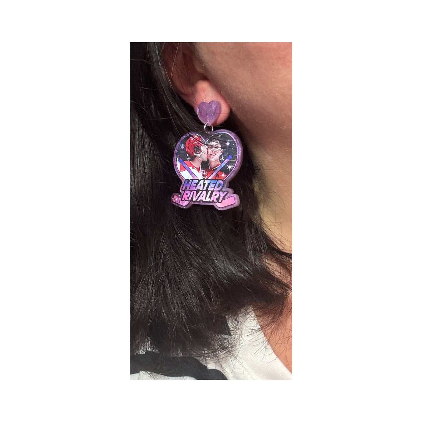 Heated Rivalry Purple Heart Drop Earrings