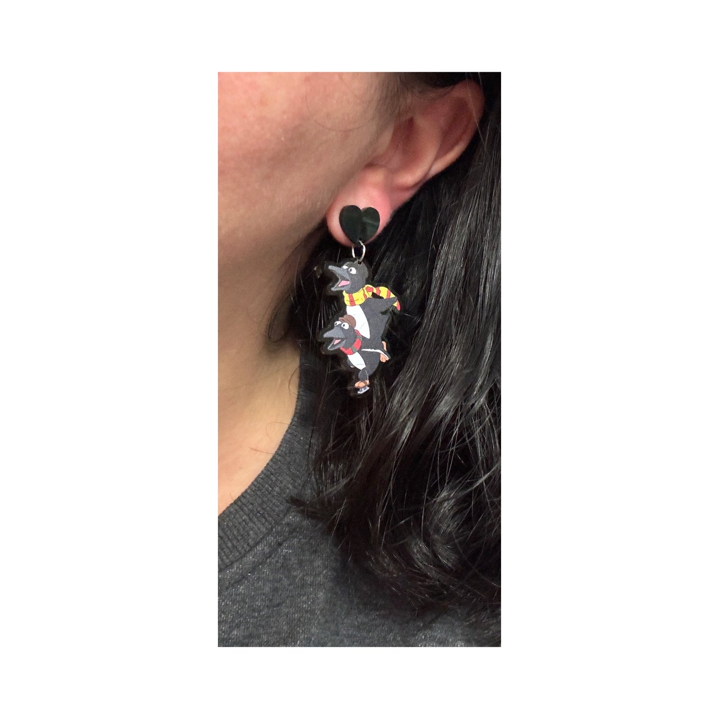 Penguins Christmas Skating Party Drop Earrings