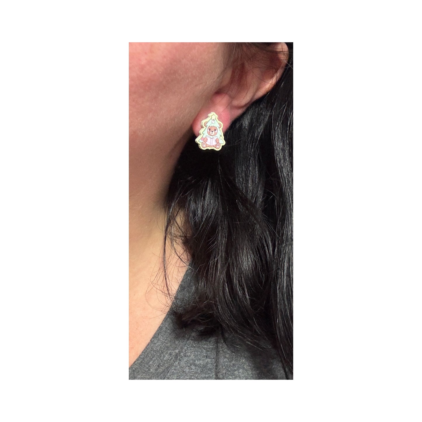 Bookmas Tree Bear Post Earrings