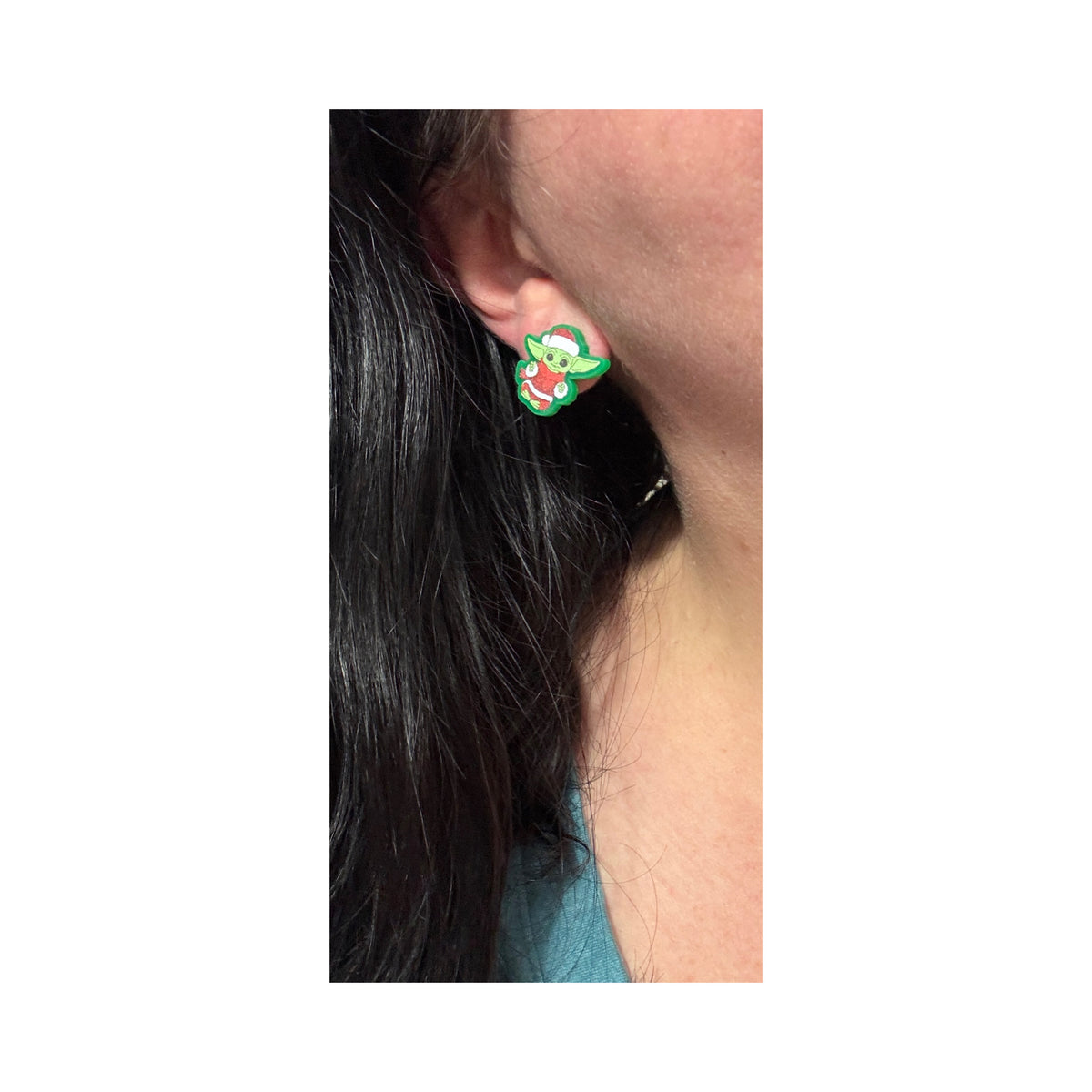 Christmas Space Child Post Earrings