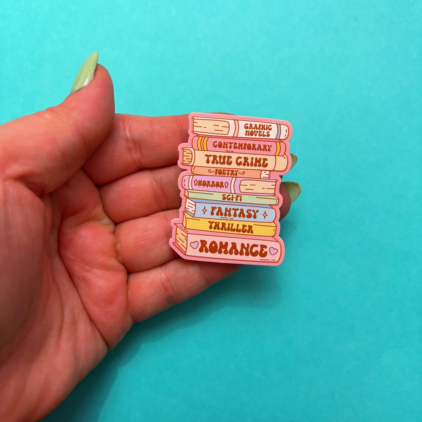 Pastel Genre Bookstack Pin