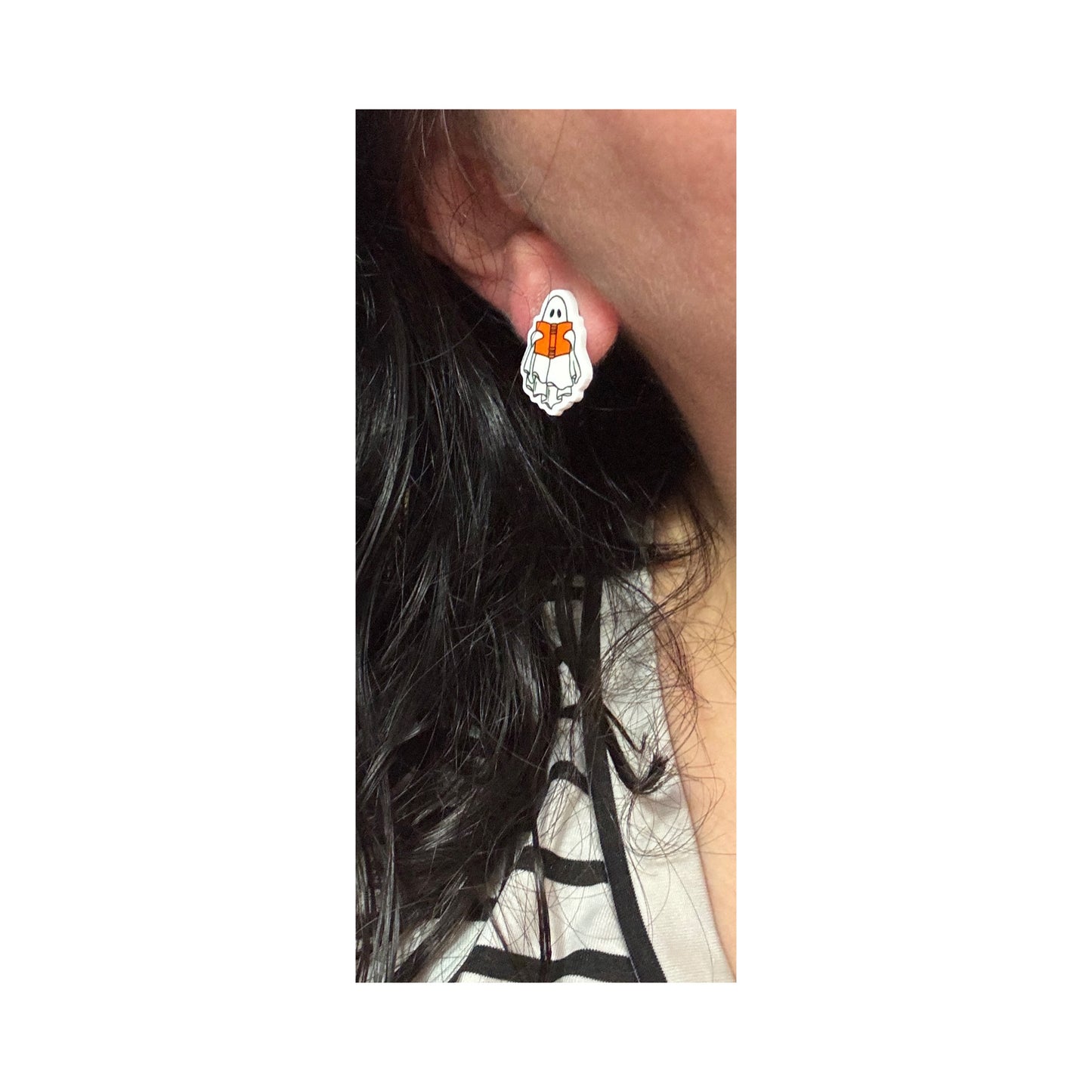 Orange Book Ghost Post Earrings