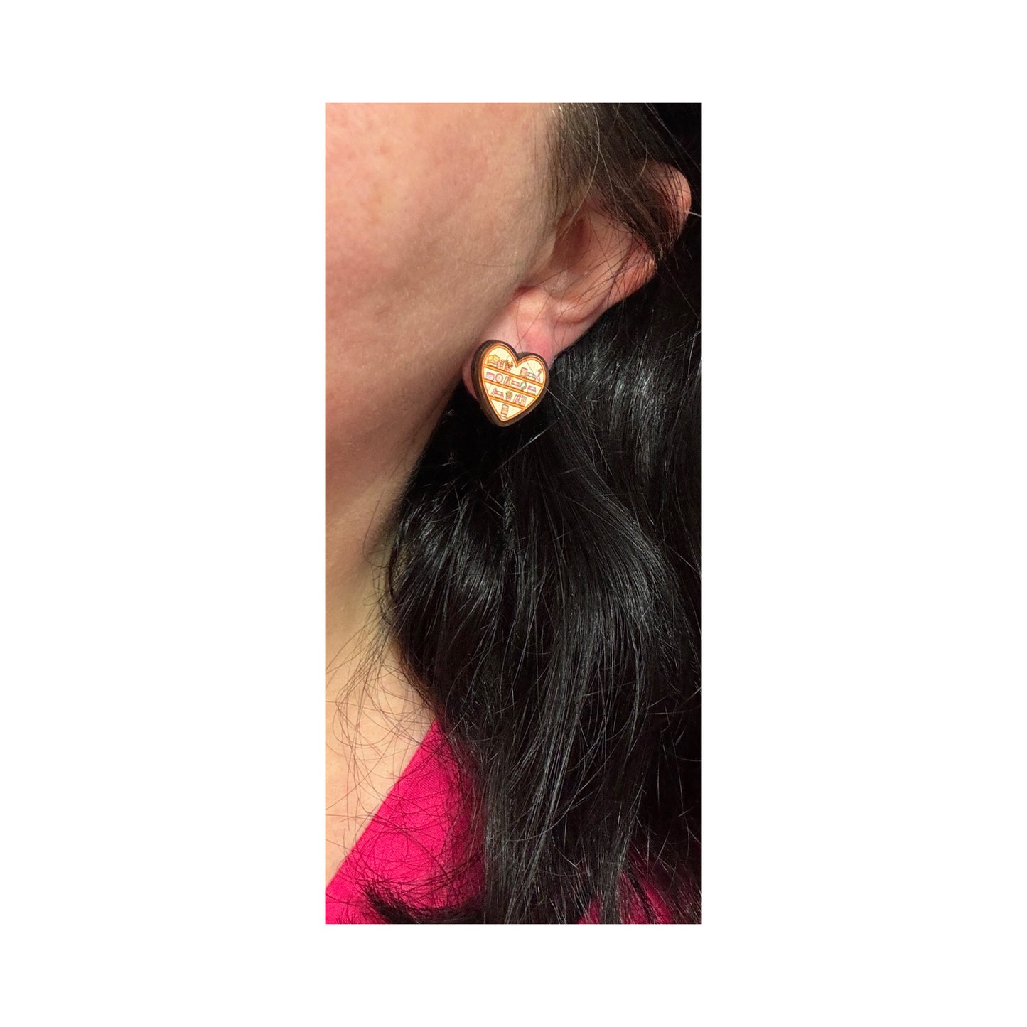 Heart Bookshelf Post Earrings