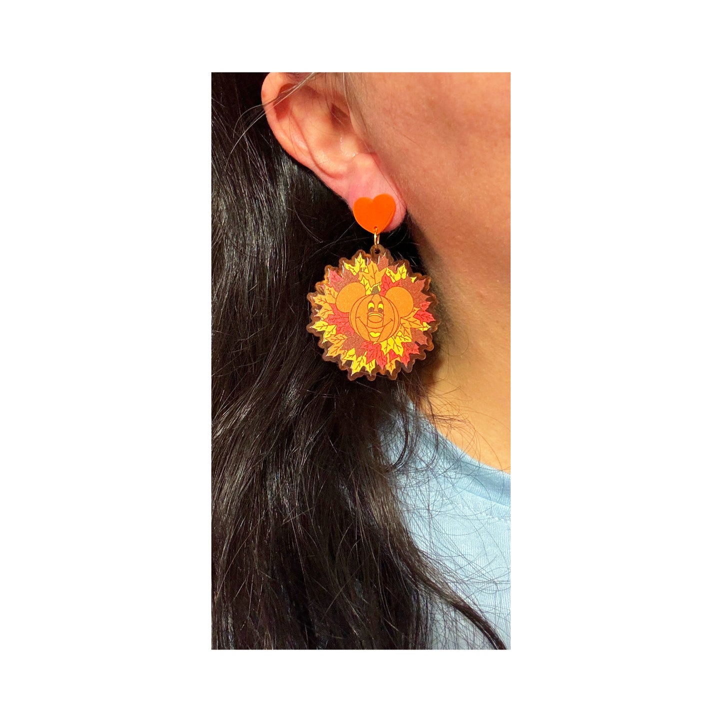 Autumn Mouse Pumpkin Drop Earrings