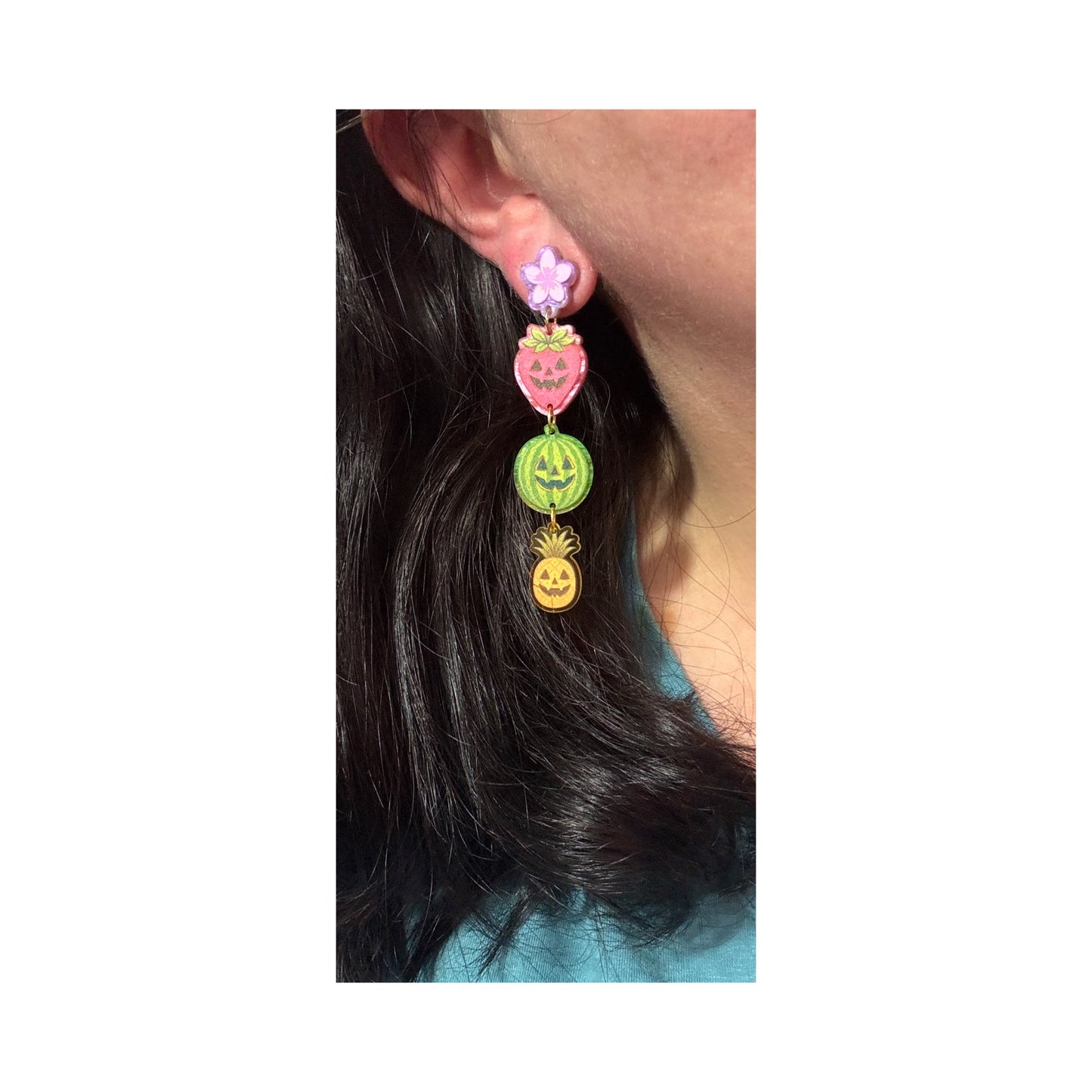 Spooky Fruit Tiered Drop Earrings